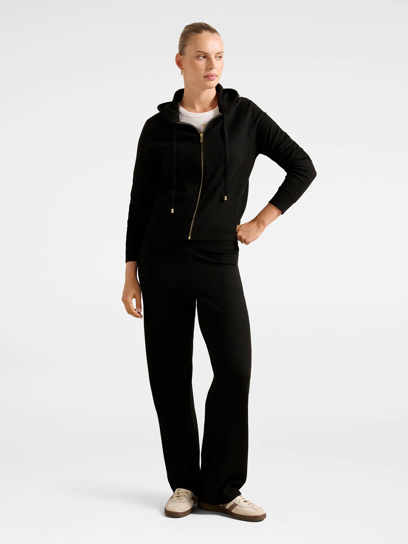 Hazel Knitted Lounge Hoodie Black