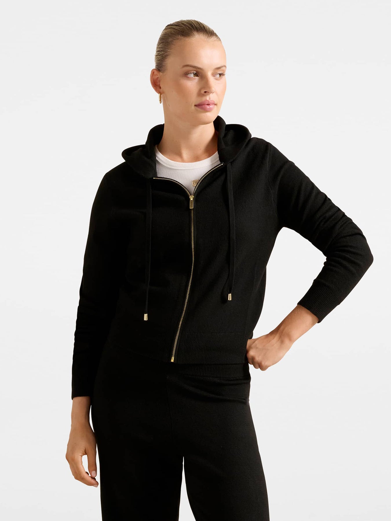 Hazel Knitted Lounge Hoodie Black