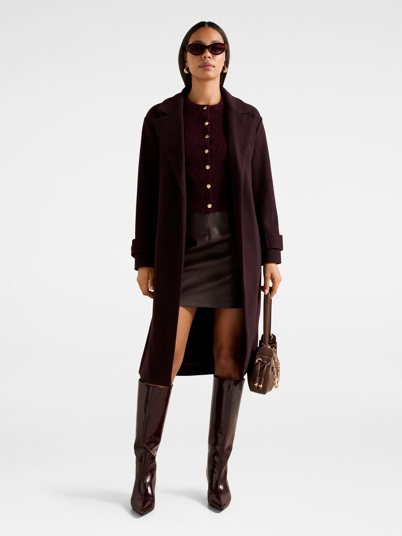 Heidi Double Breasted Wrap Coat Purple