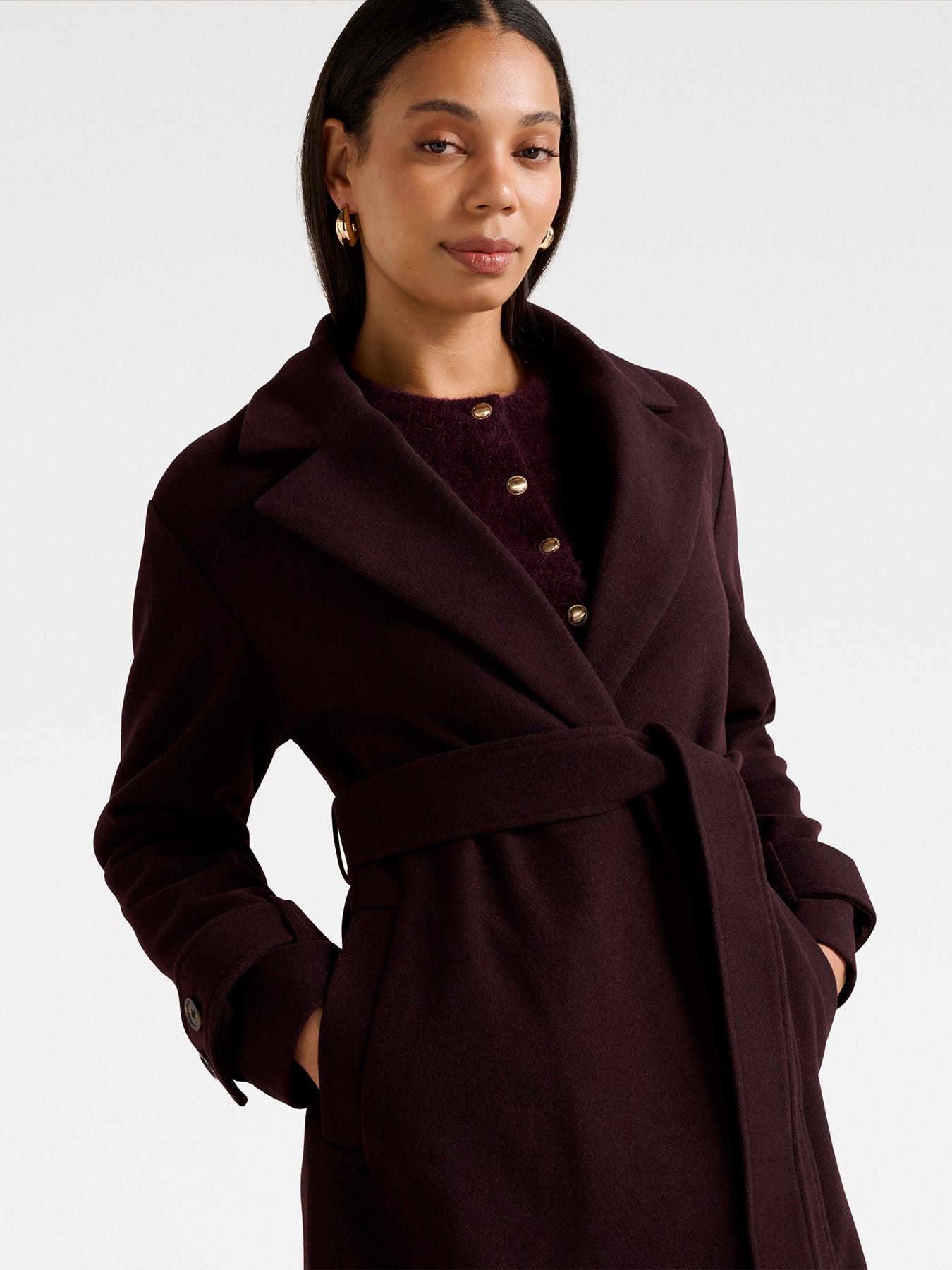 Heidi Double Breasted Wrap Coat Purple