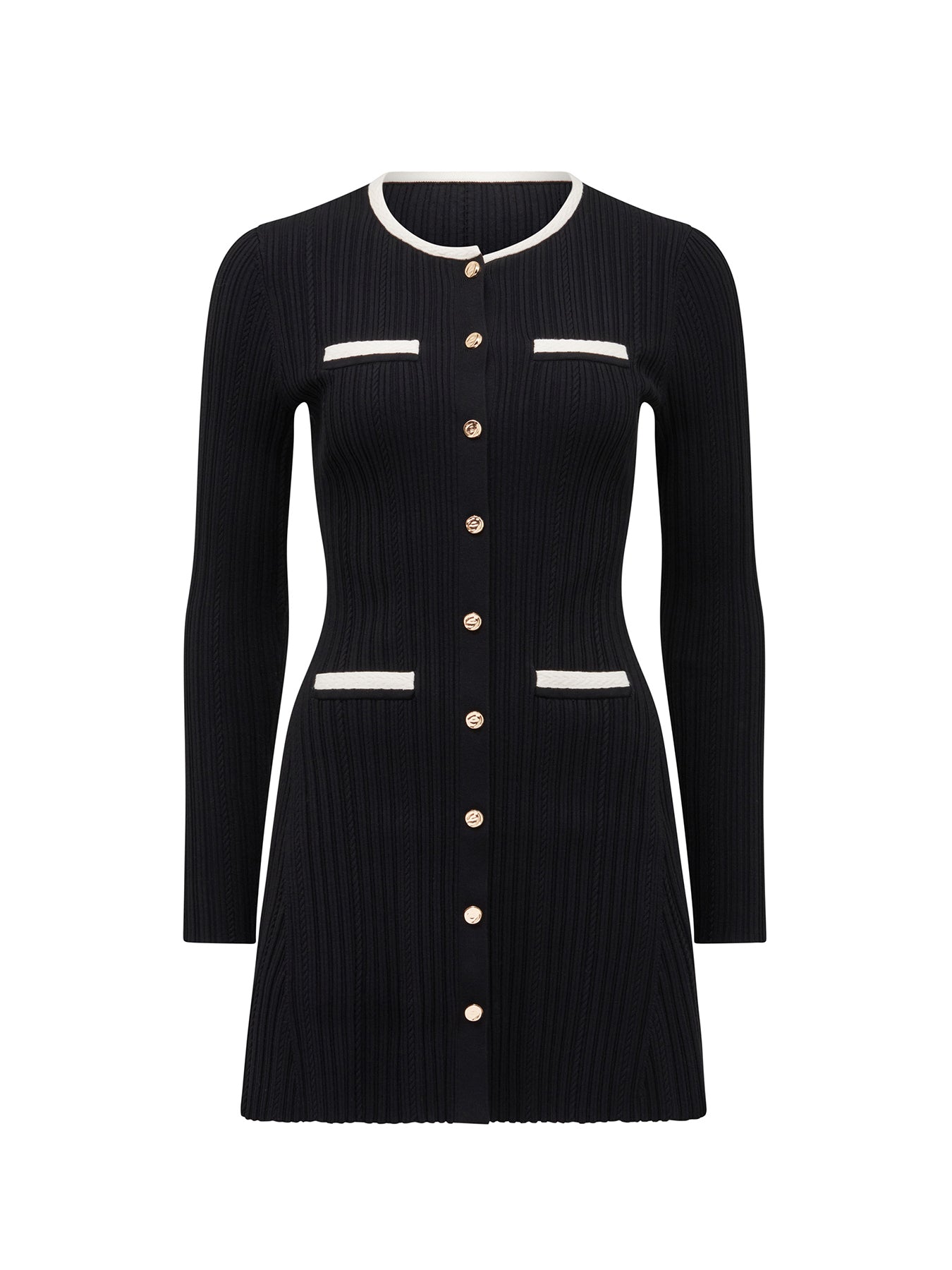 Brielle Fit and Flare Knitted Mini Dress Black