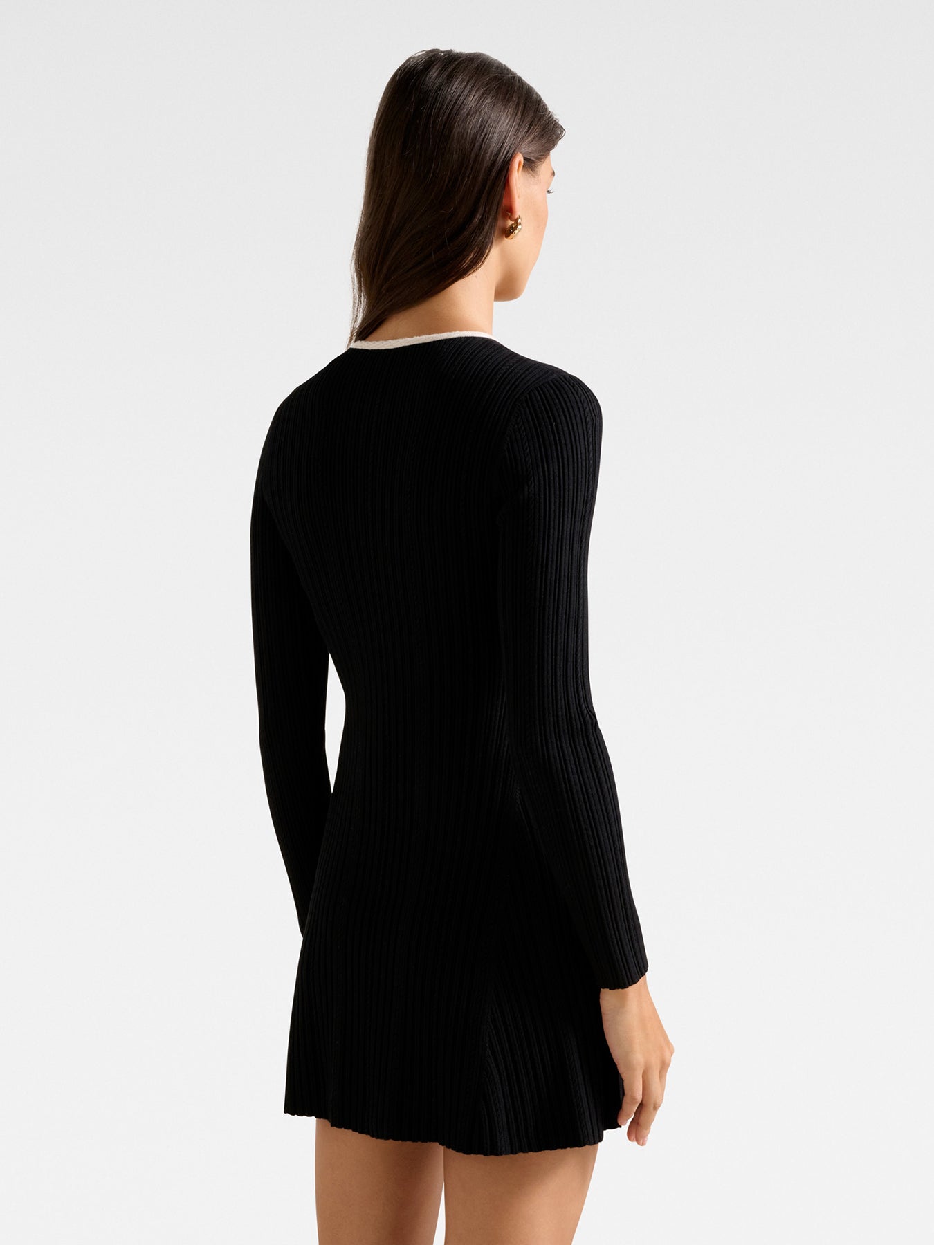 Brielle Fit and Flare Knitted Mini Dress Black