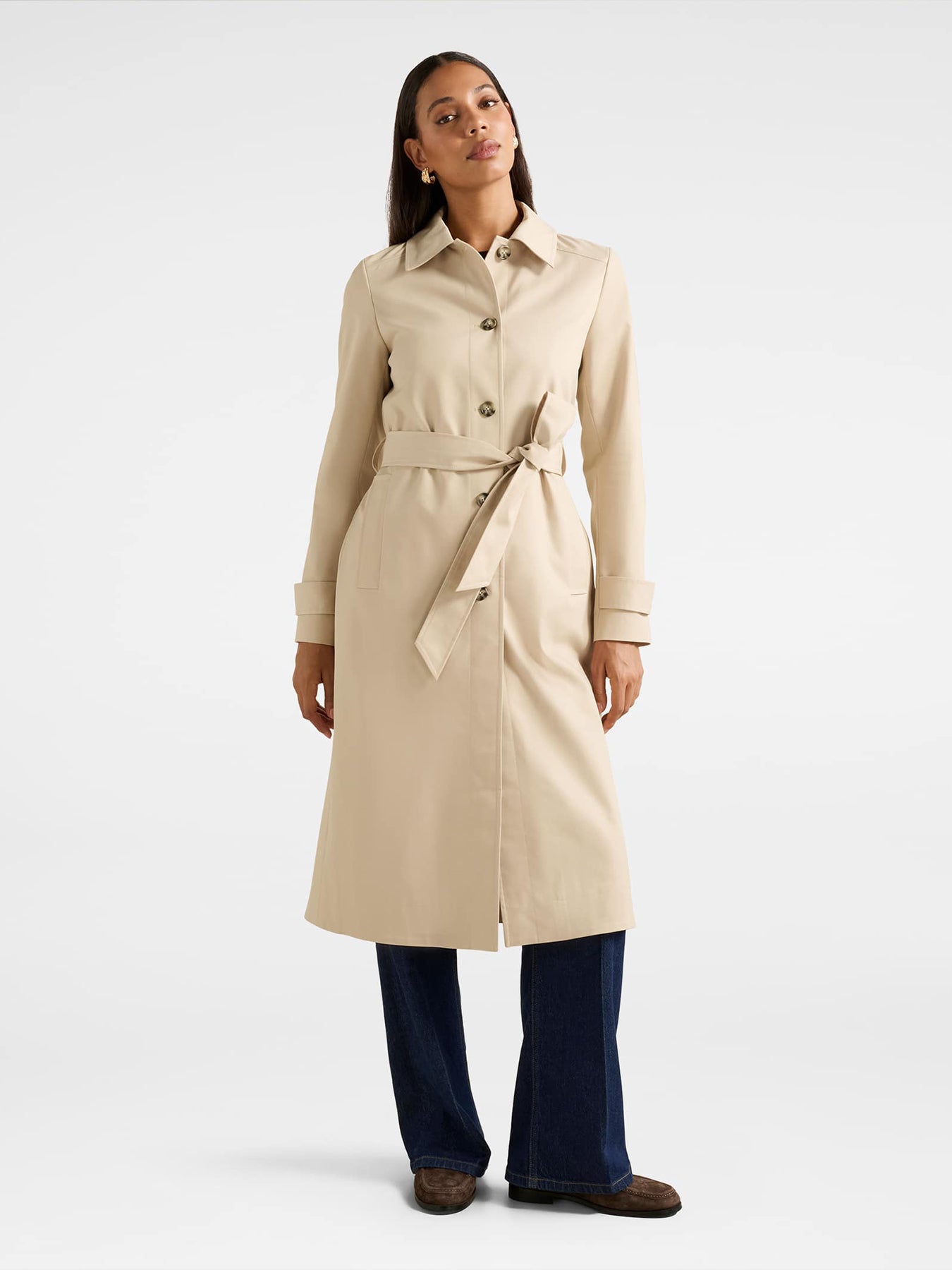 Helen Single Breasted Belted Trench Coat Brown