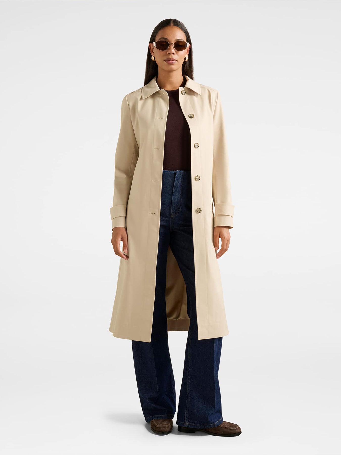 Helen Single Breasted Belted Trench Coat Brown