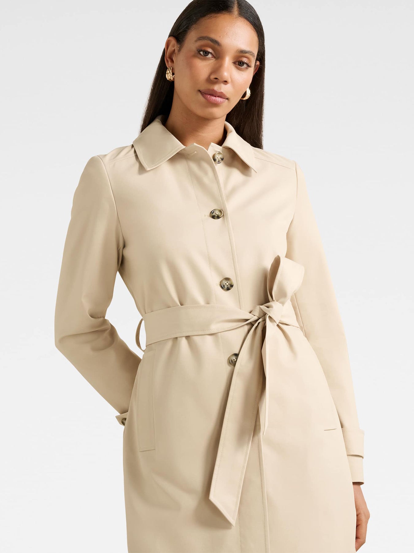 Helen Single Breasted Belted Trench Coat Brown