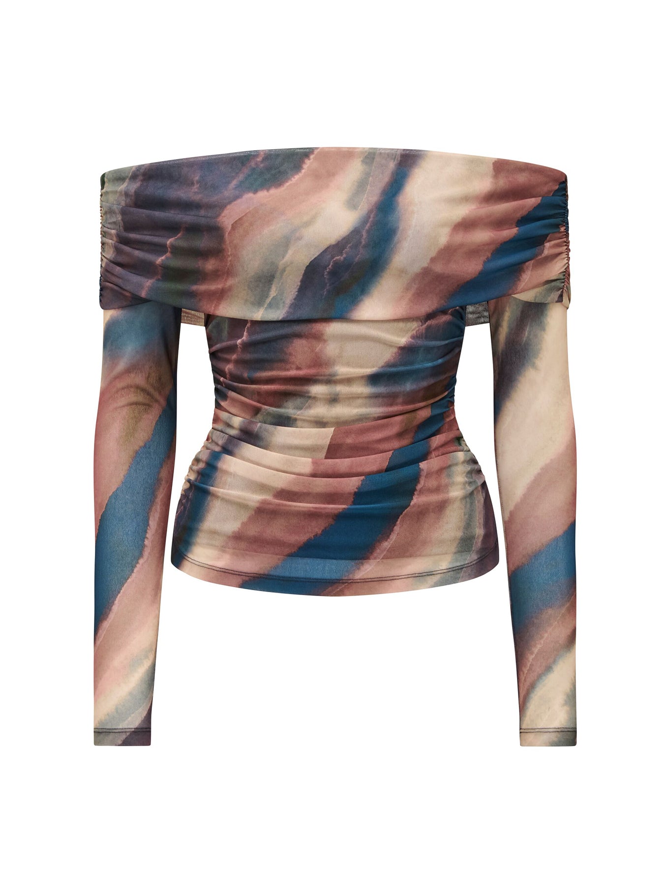 Kaia Ruched Mesh Bardot Top