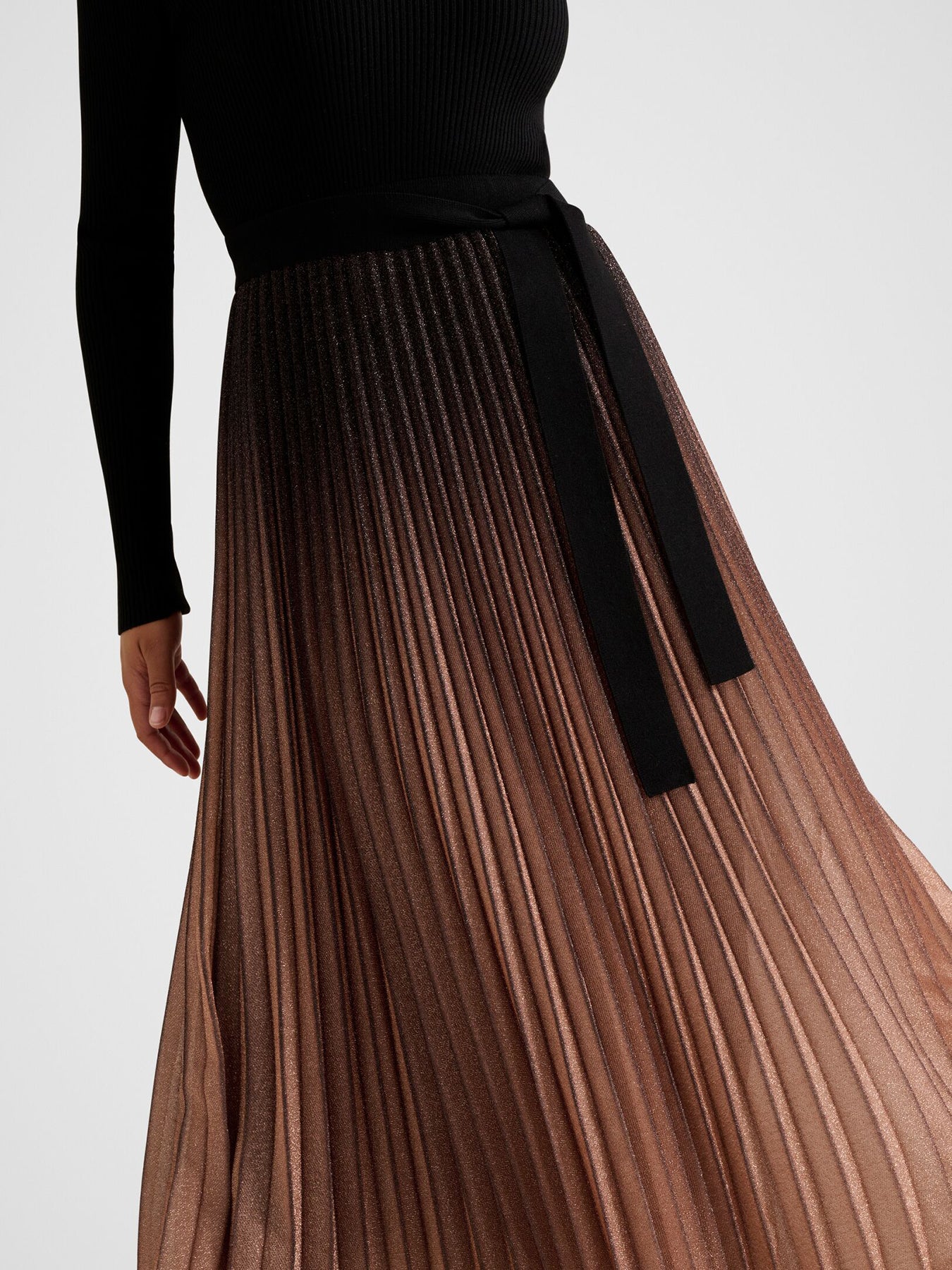 Celina Ombre Metallic Midi Dress Black