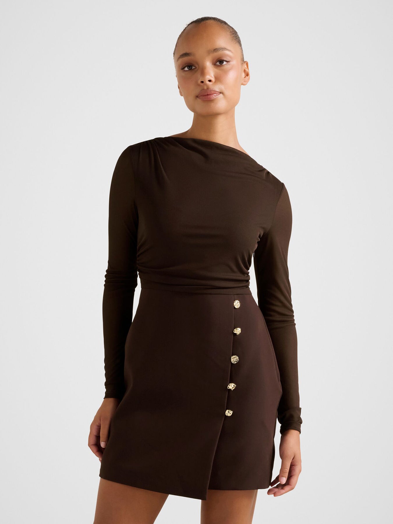 Isadora 2 in 1 Tailored Mini Dress Brown