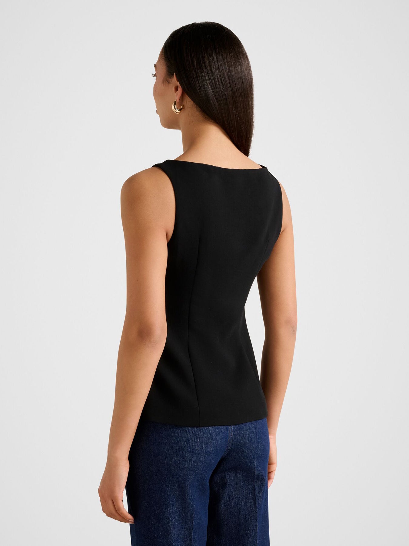Pheobe Asymmetrical Vest Top Black
