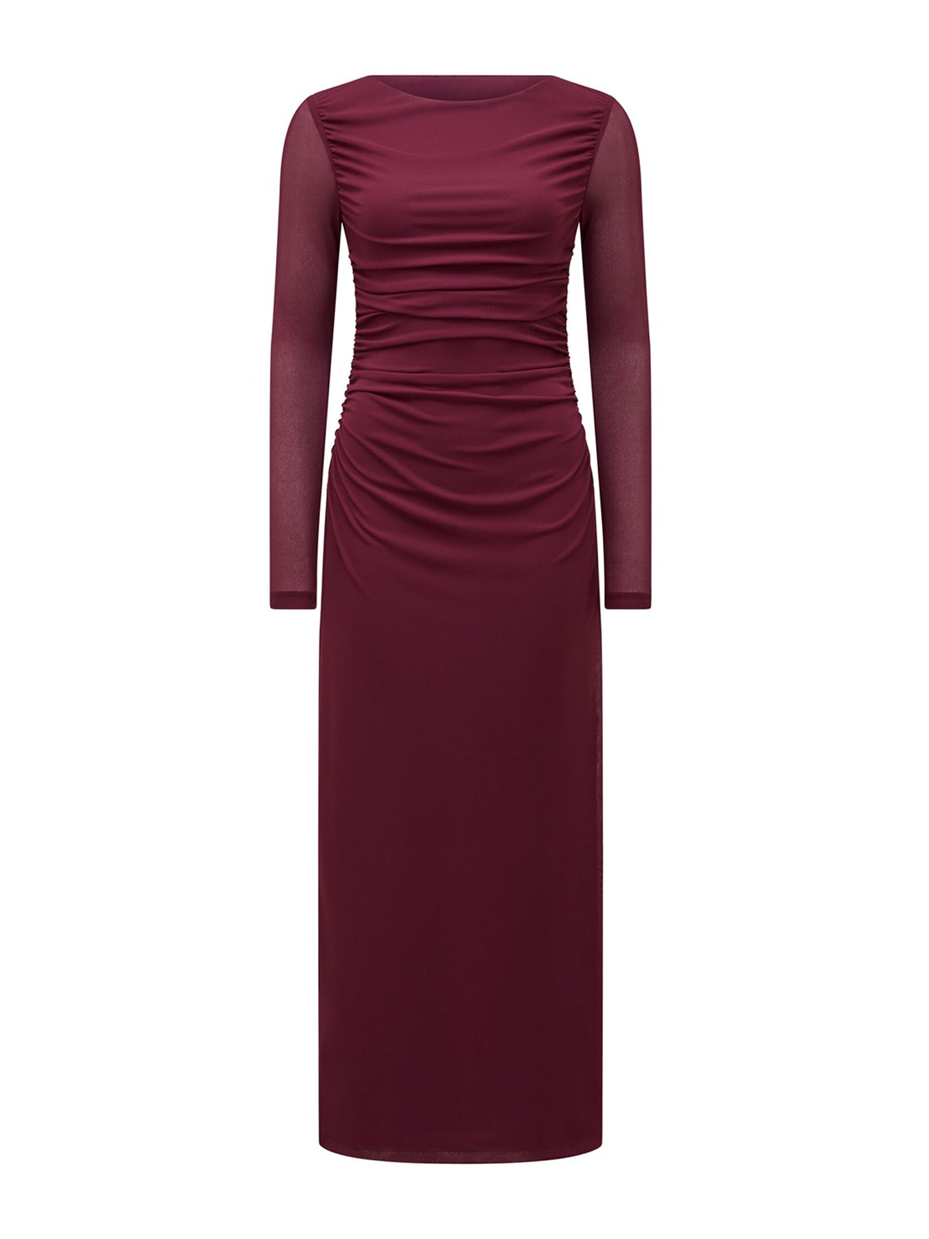 Brittany Gathered Mesh Midi Dress Purple