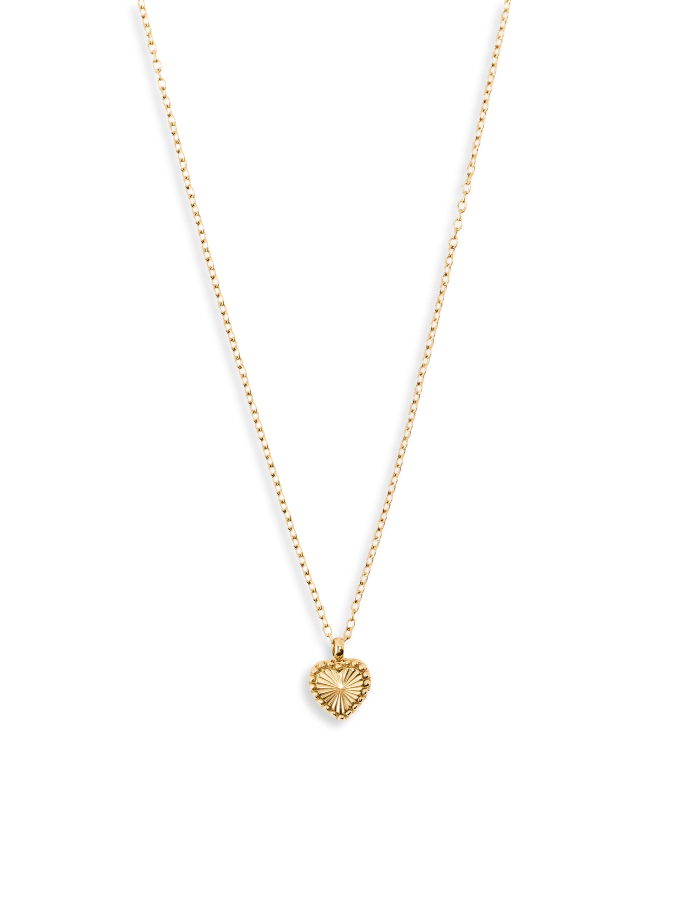 Tiny Antiqued Heart Pendant Necklace Gold