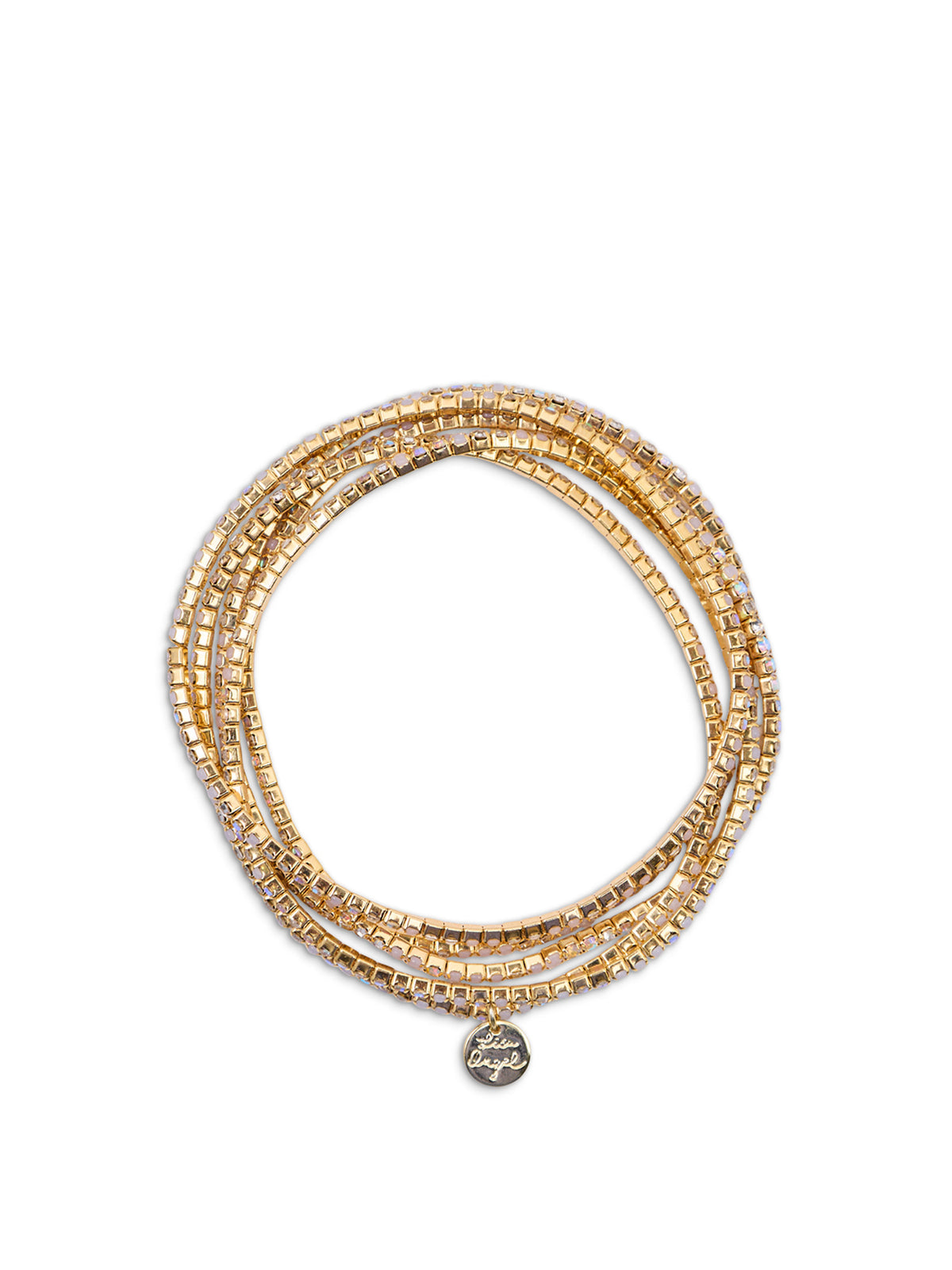 Clear Crystal Tennis Bracelet Set Gold