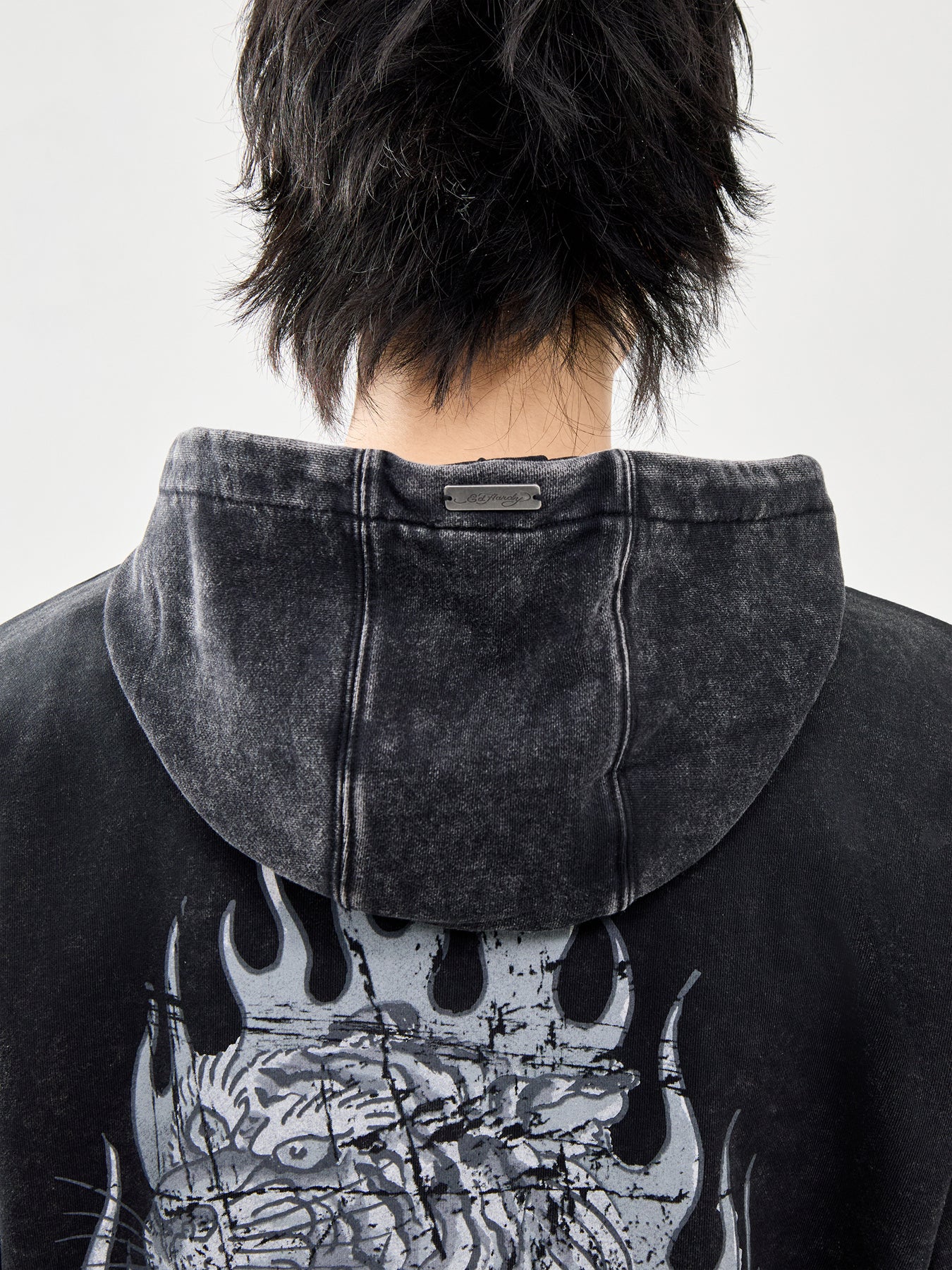 Flaming Tiger Relaxed Hoodie Black