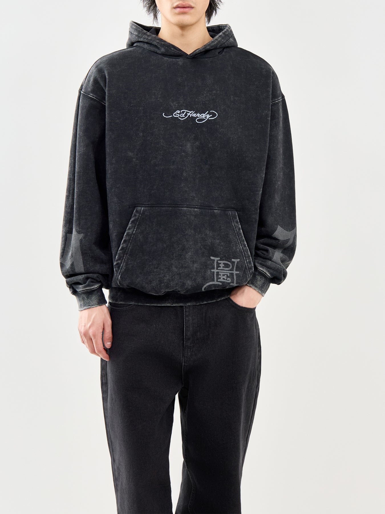 Flaming Tiger Relaxed Hoodie Black
