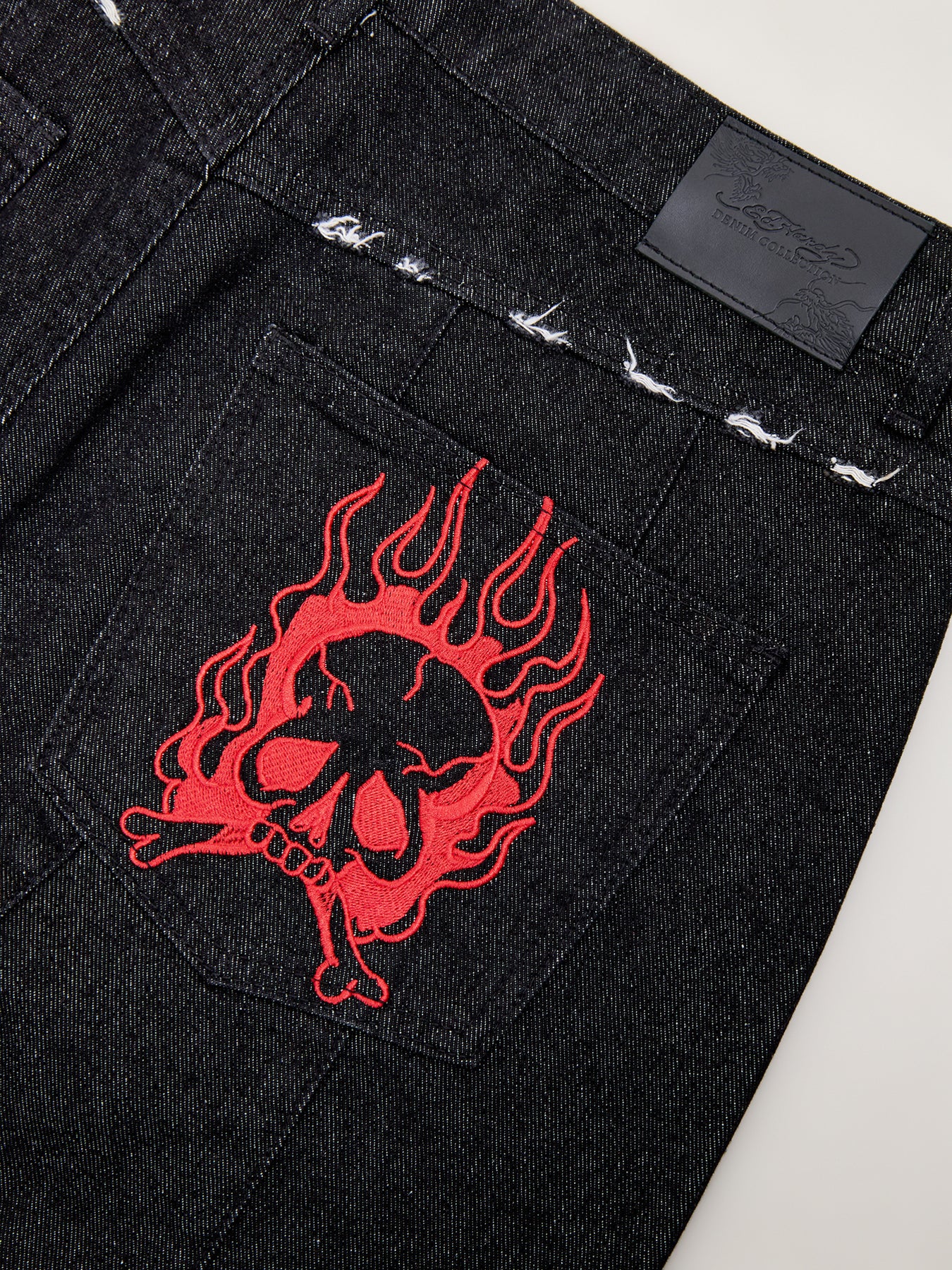Moto Panelled Denim Jorts Black