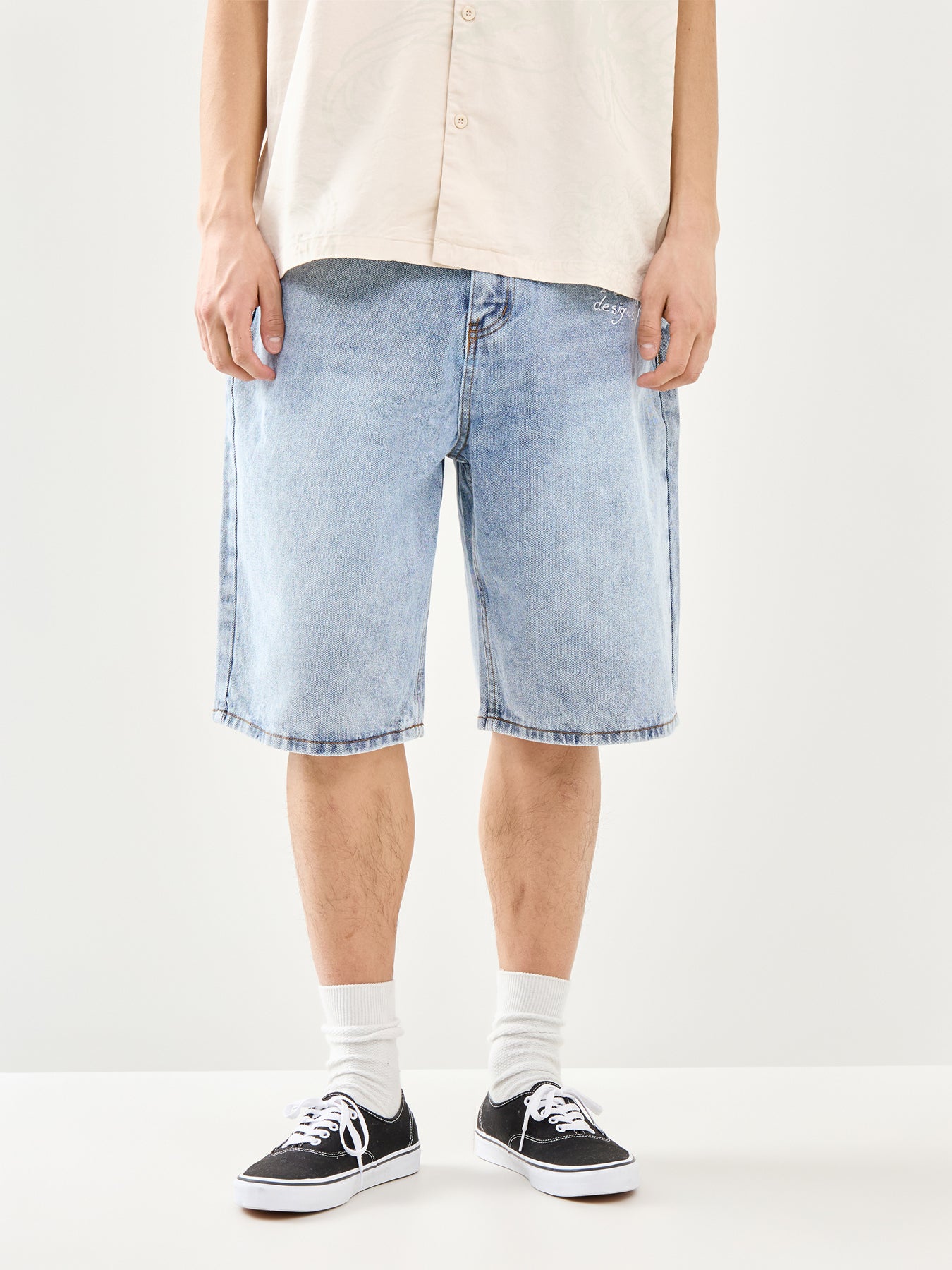 Skull Denim Jorts Blue