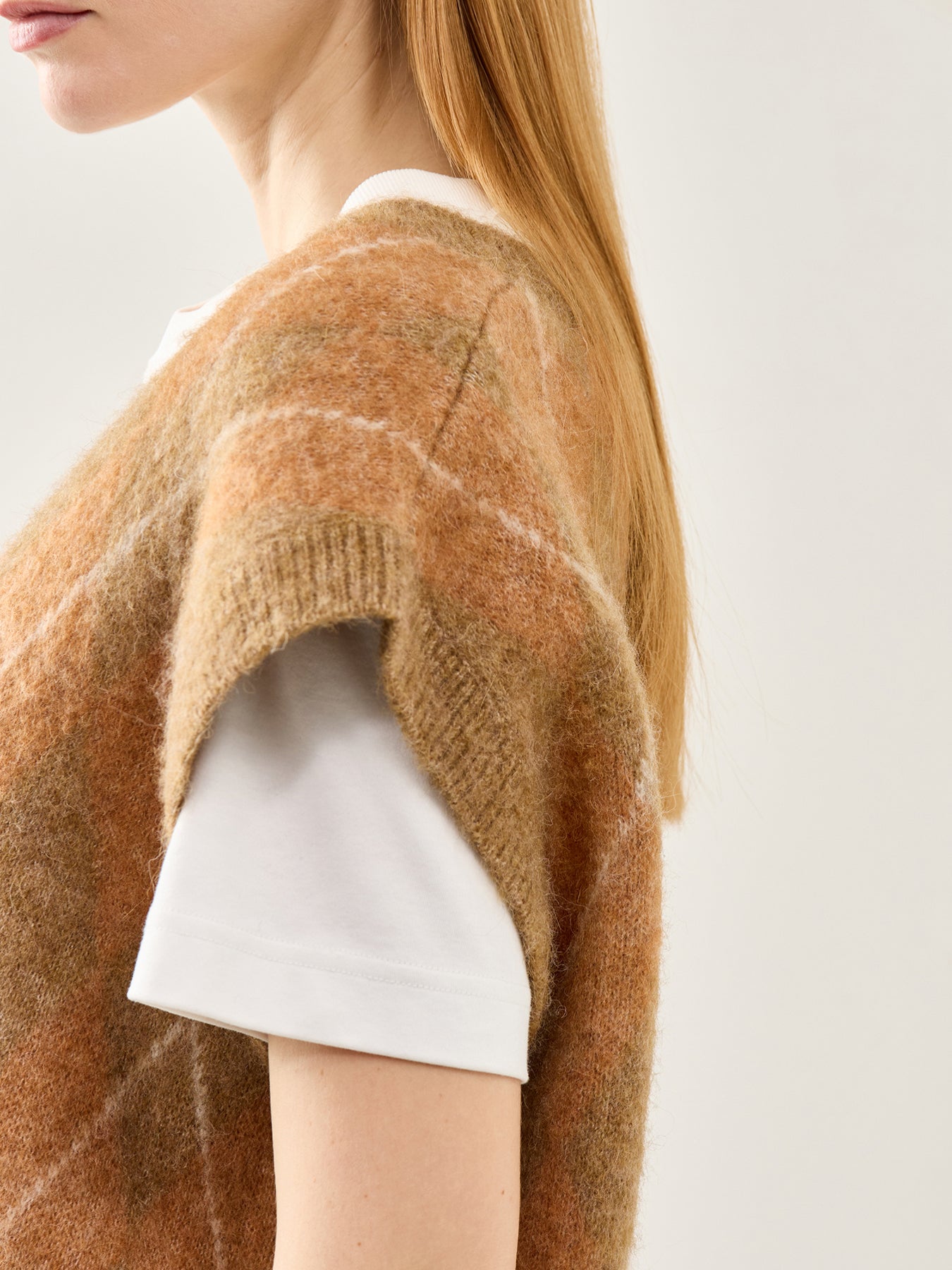 Lulu Brushed Argyle Knit Vest Brown Argyle