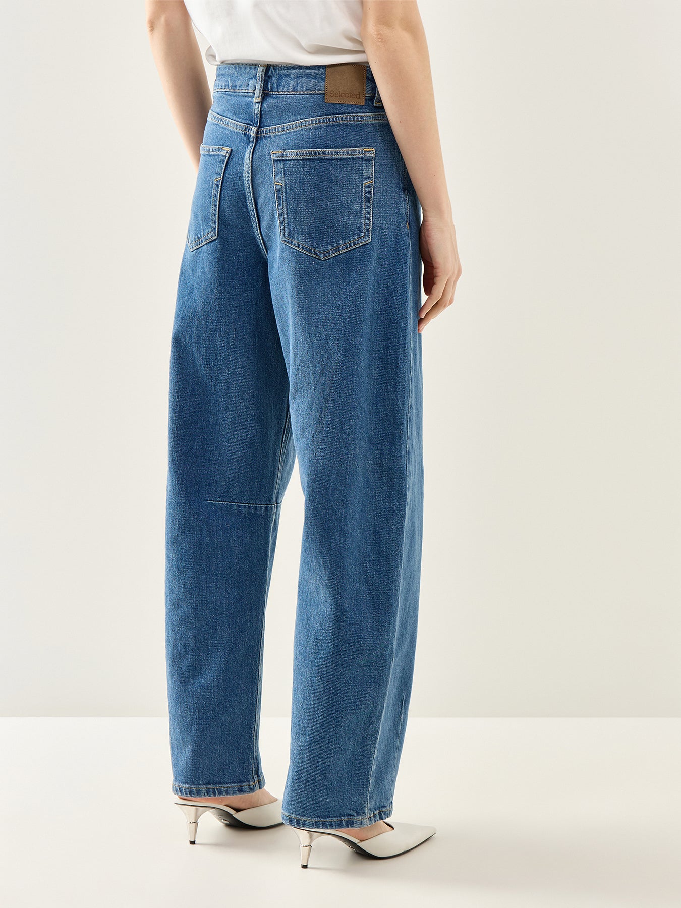 Loose Barrel Ane-Kori Mid-Waist Jeans Blue Denim