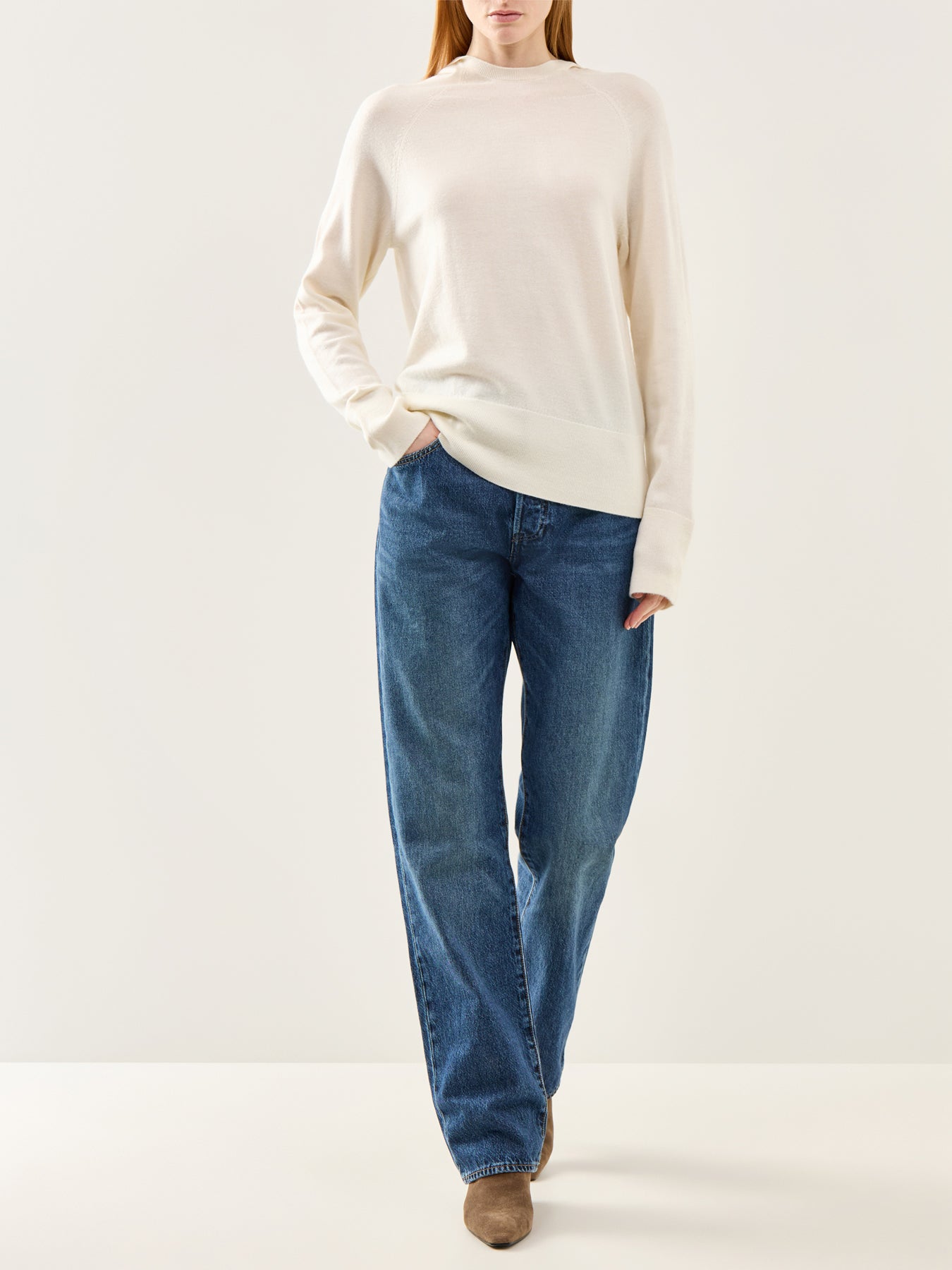 Thea Merino Knit Brushed Hoodie Cream