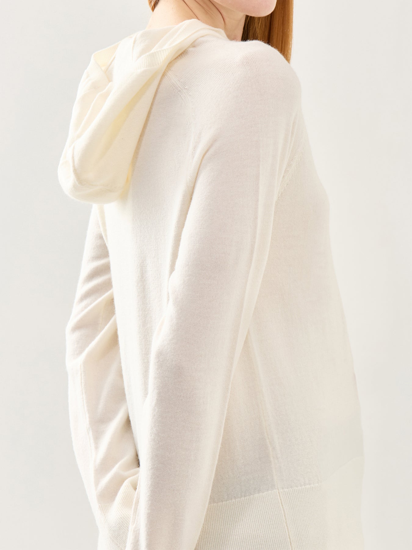 Thea Merino Knit Brushed Hoodie Cream