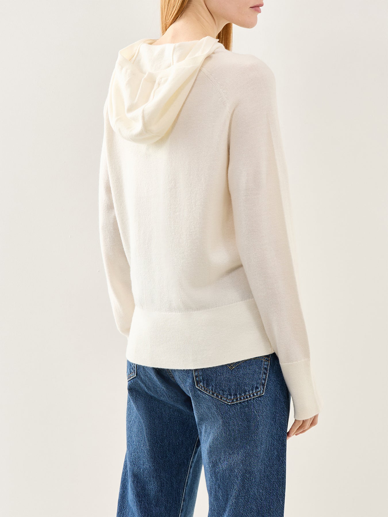 Thea Merino Knit Brushed Hoodie Cream