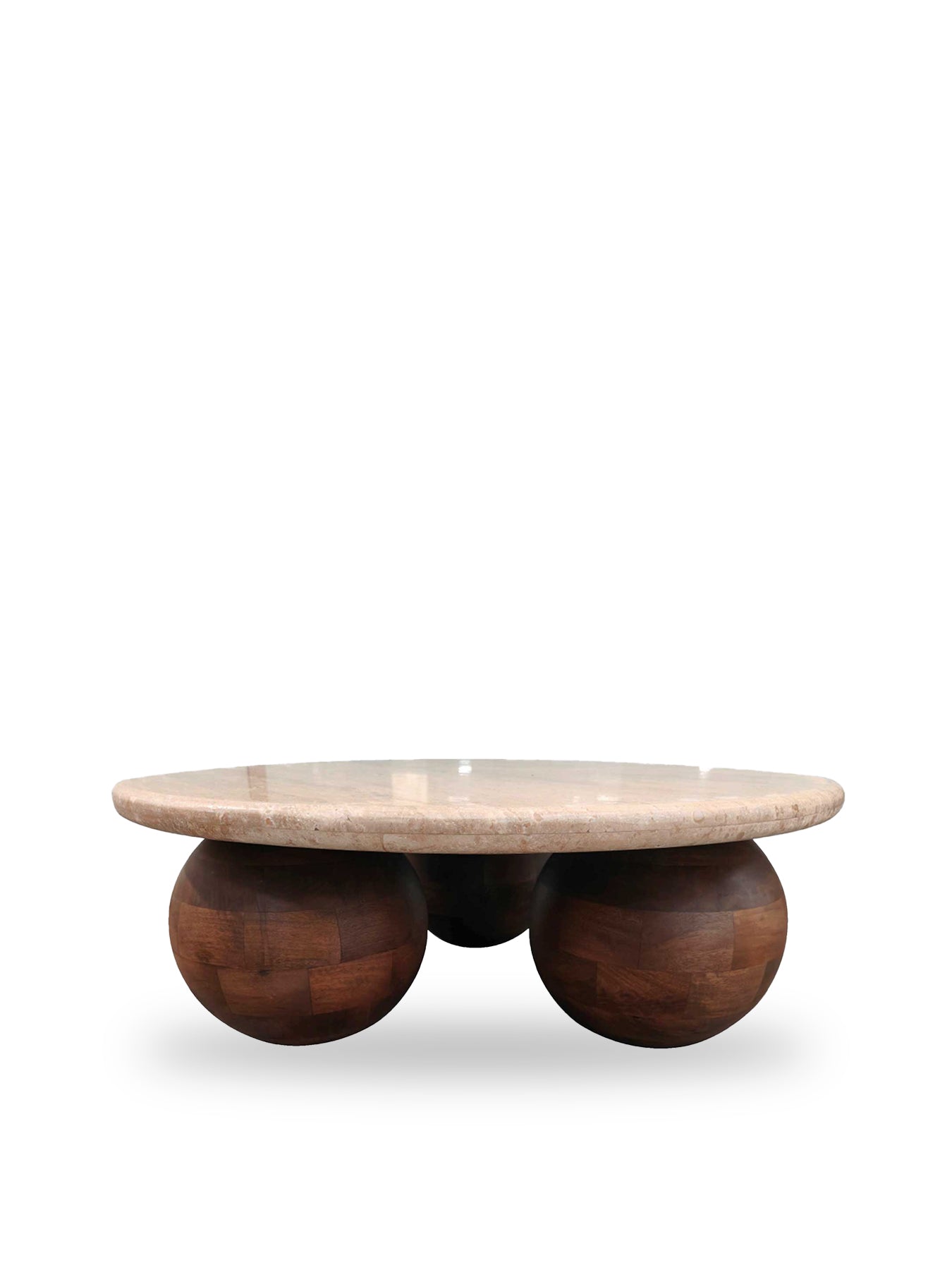 Basso Mango Wood and Travertine Coffee Table