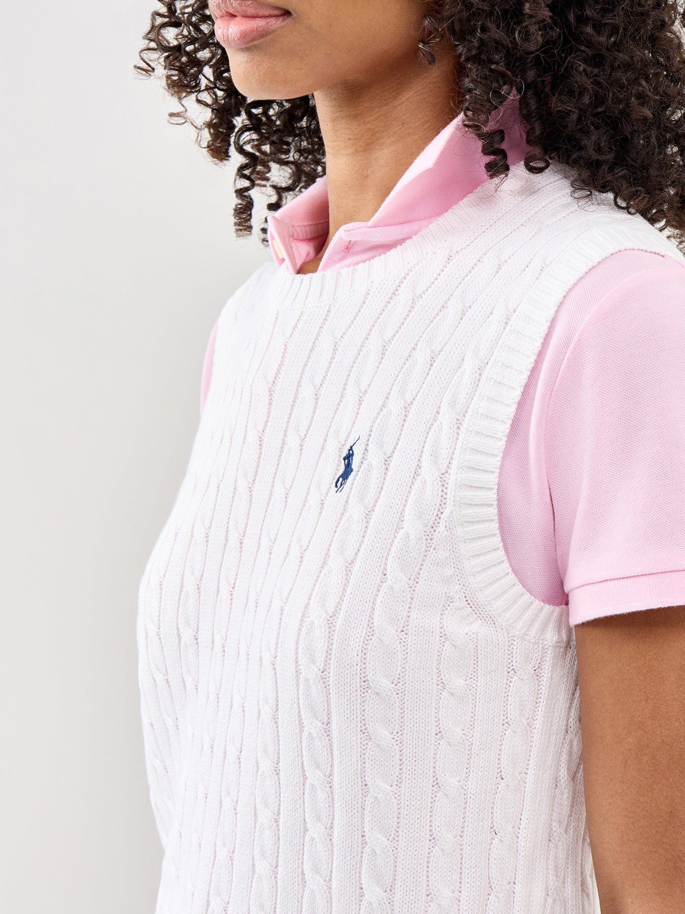 Cable Knit Vest Top White