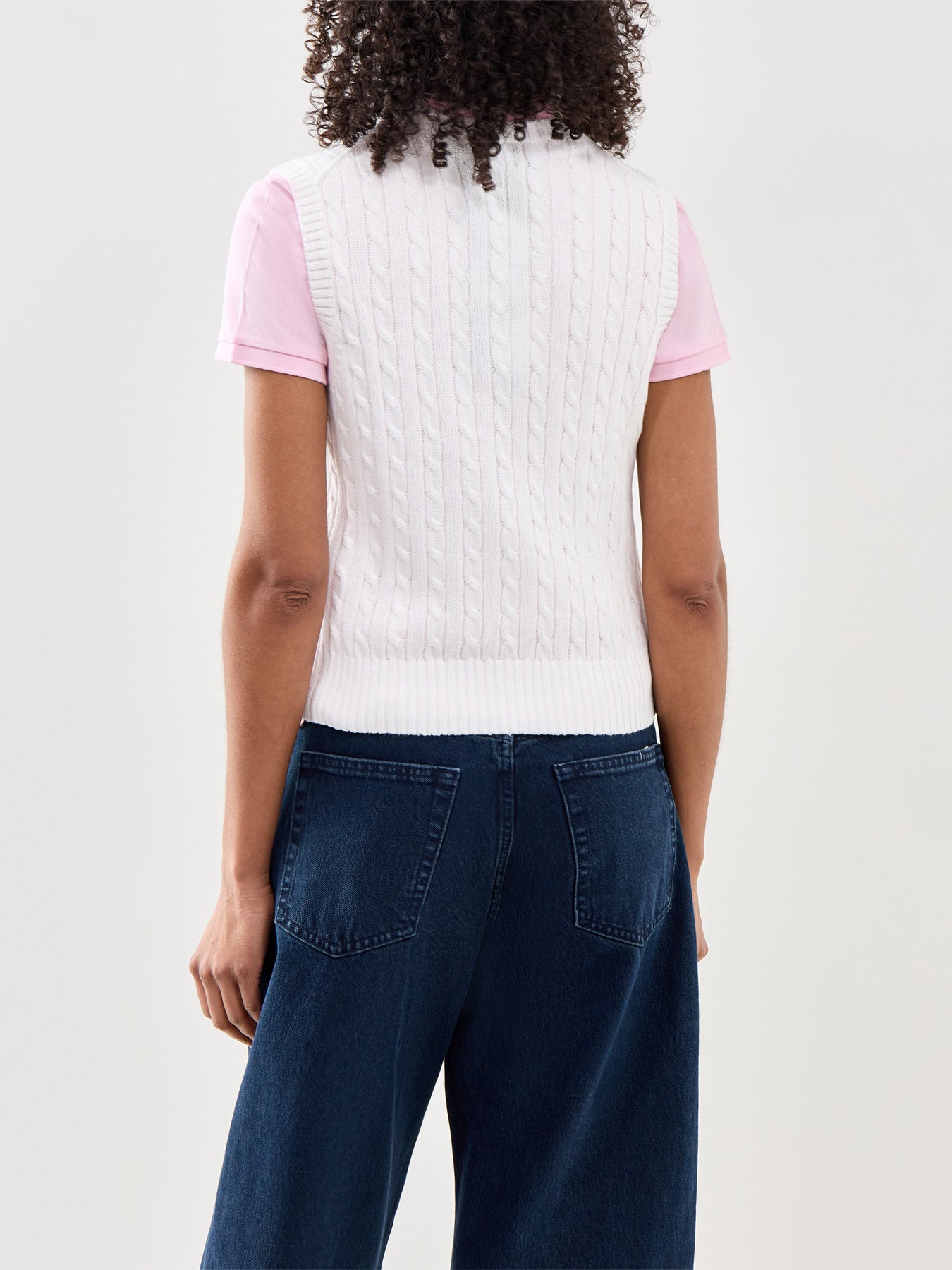 Cable Knit Vest Top White