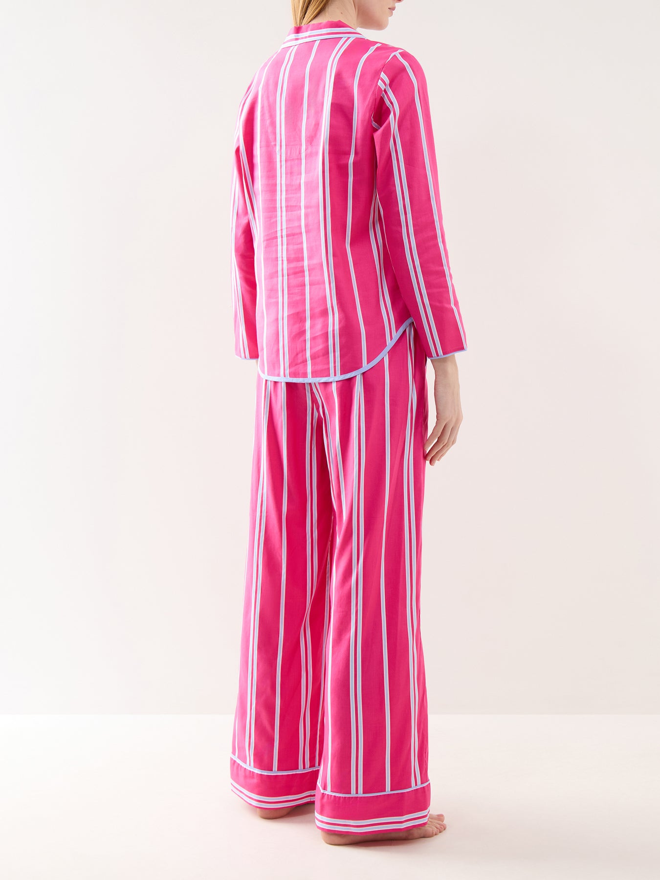 Pink Printed Stripe Wide Leg Pyjama Bottoms