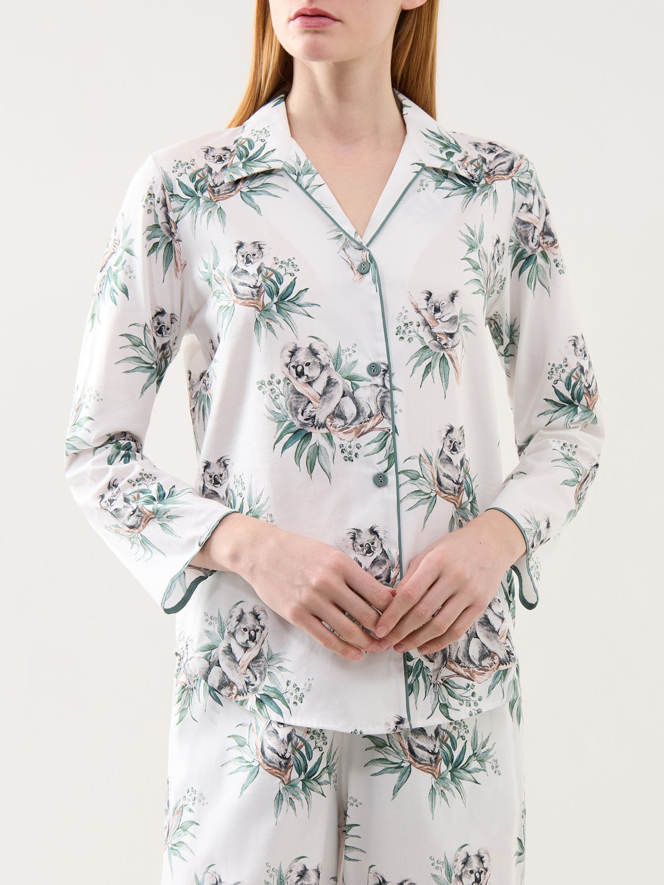 Sea Foam Green Koala Print Pyjama Top