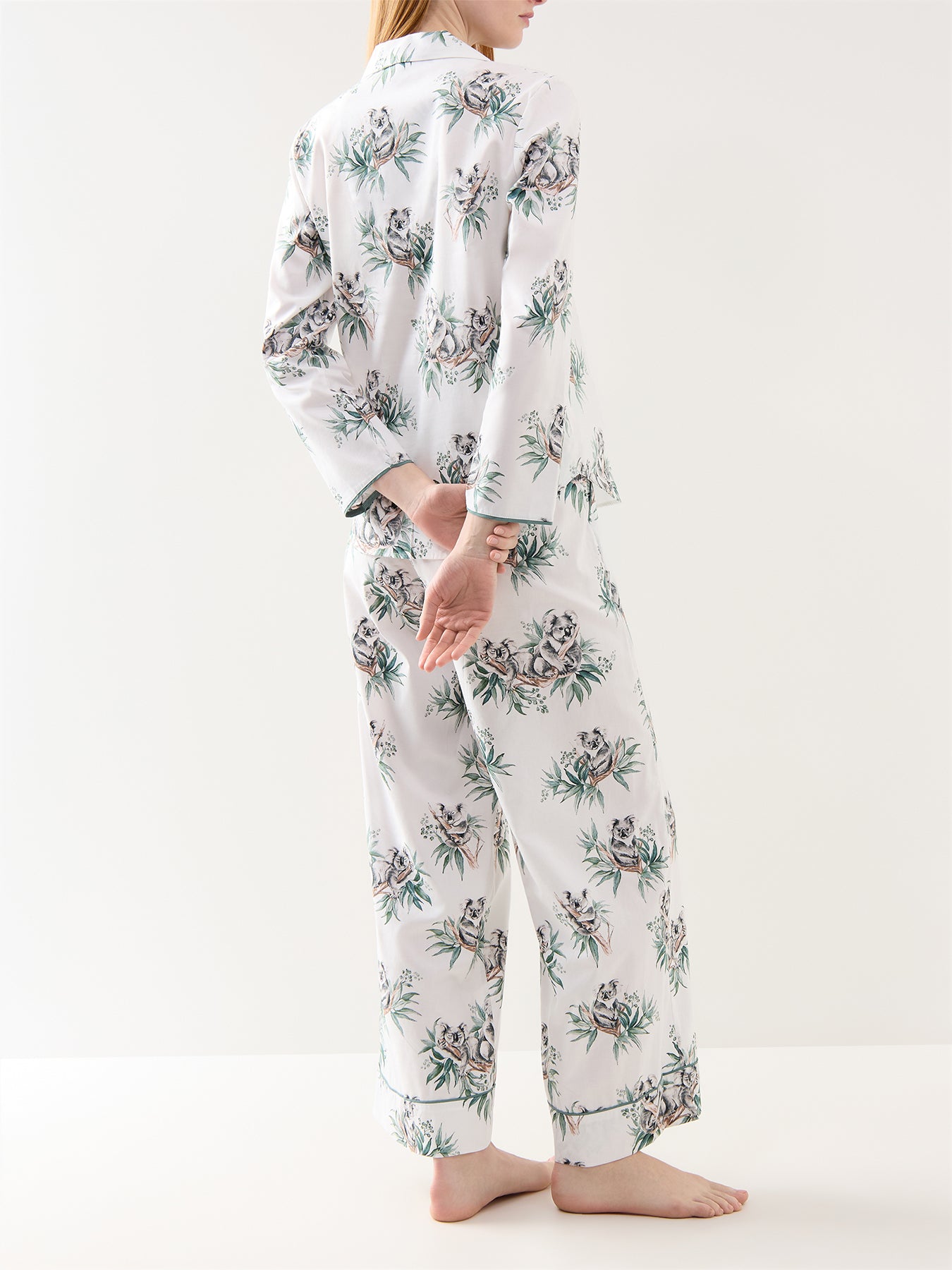 Koala Print Wide Leg Pyjama Bottoms Green