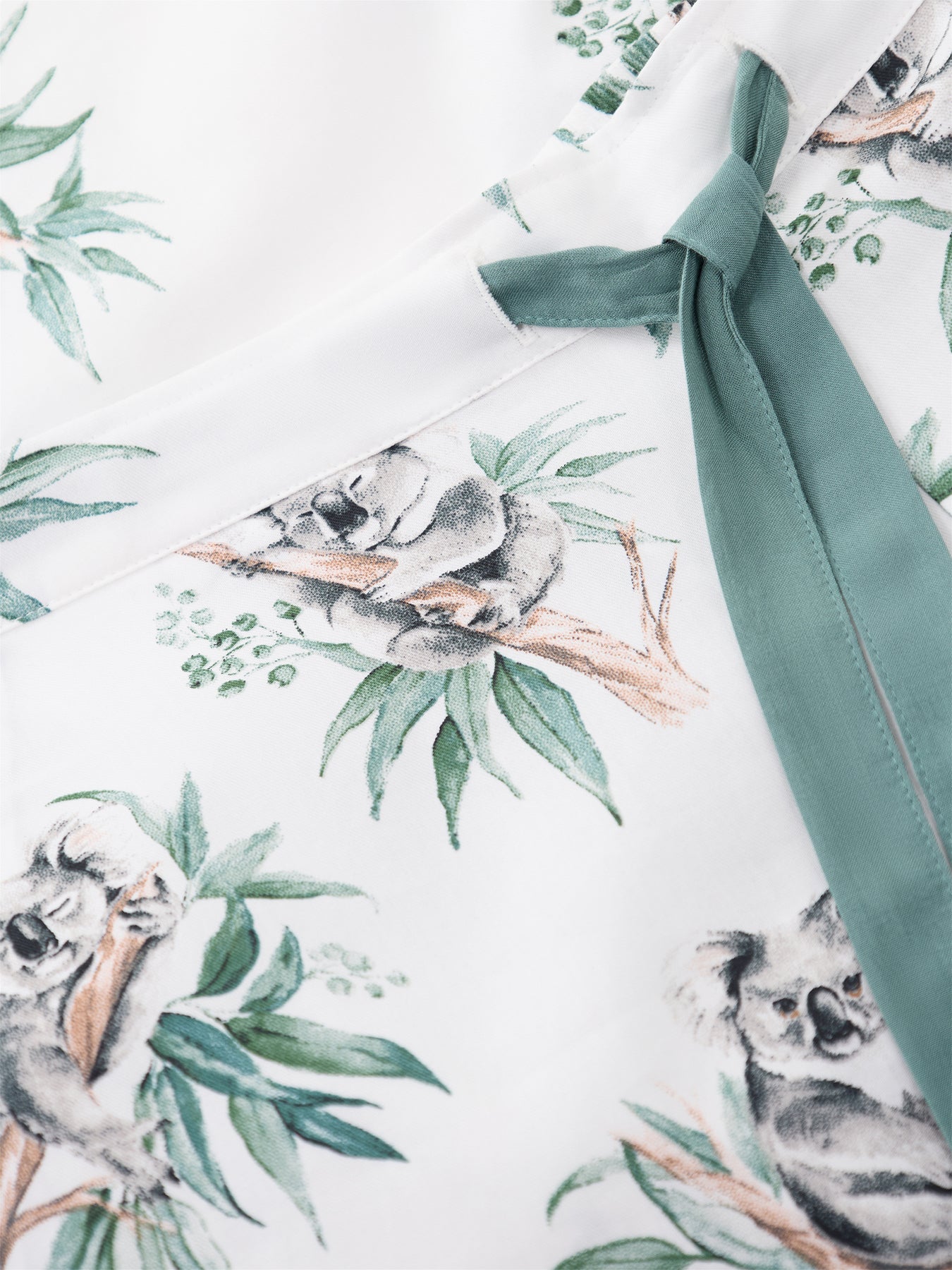 Koala Print Wide Leg Pyjama Bottoms Green