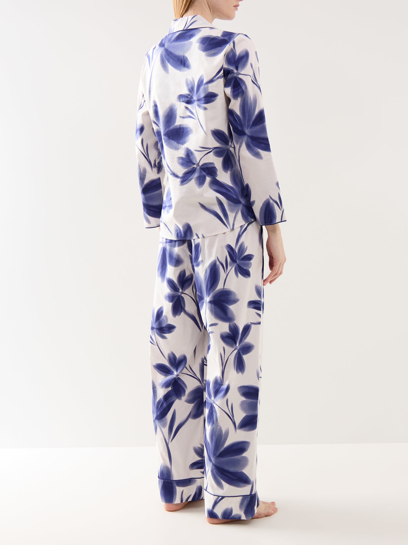 Navy Floral Print Wide Leg Pyjama Bottoms