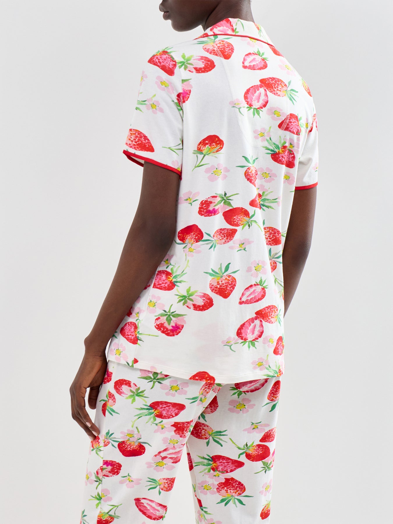 Strawberry Print Pyjama Top Red