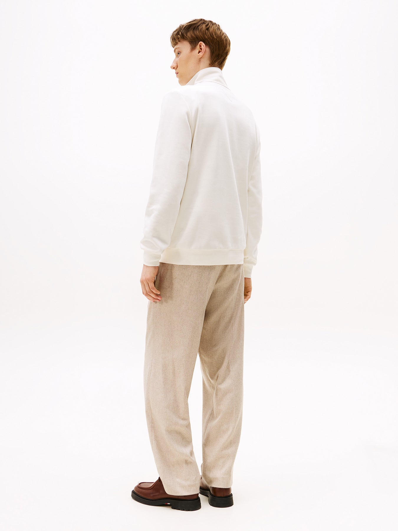 Performance Quarter Zip Intechno Knit Jumper Cream