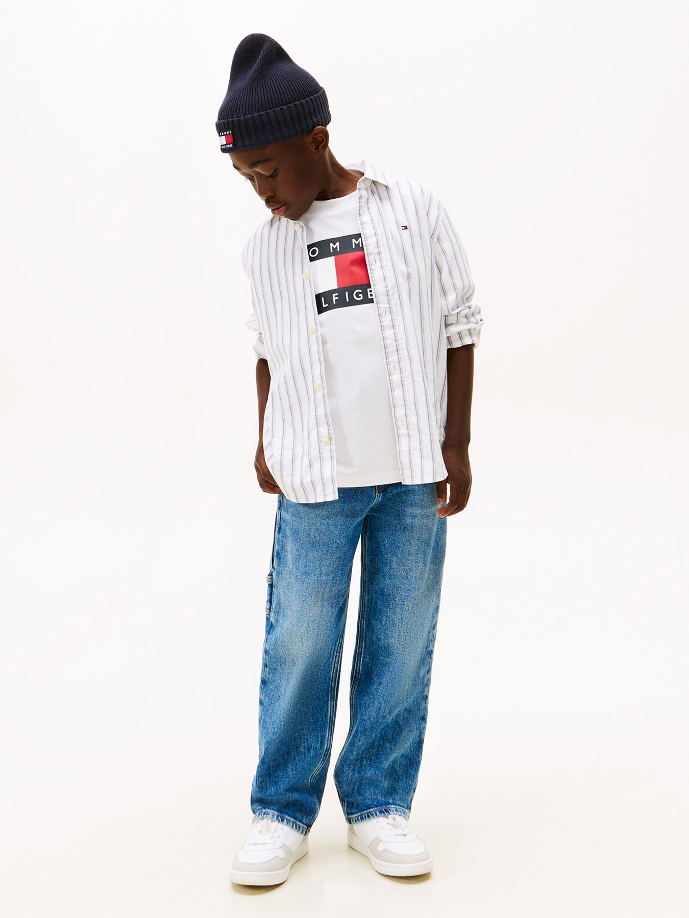 Kids’ Festive Regular Fit Stripe Oxford Shirt White