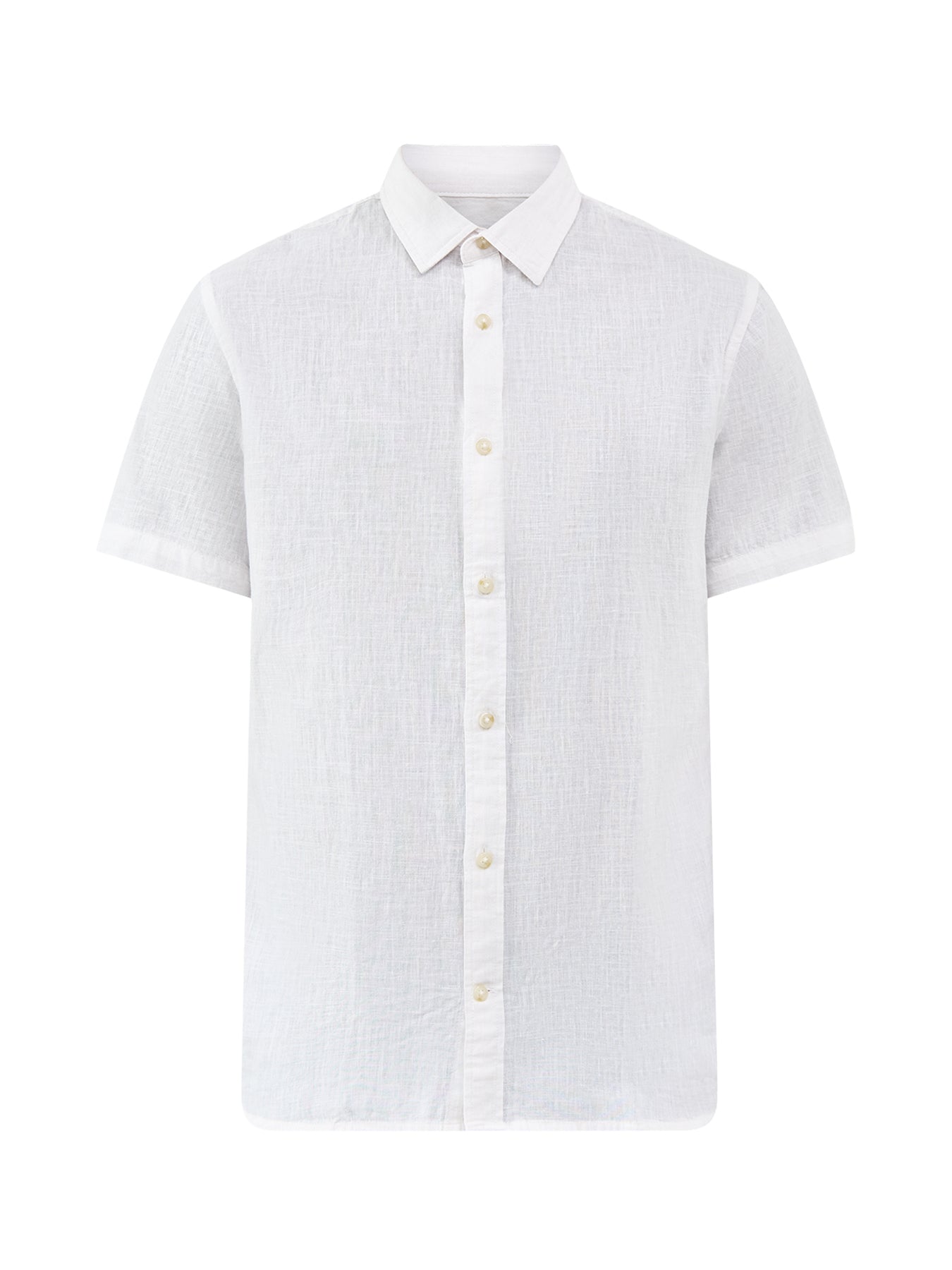 Summer Linen Blend Short Sleeve Shirt White