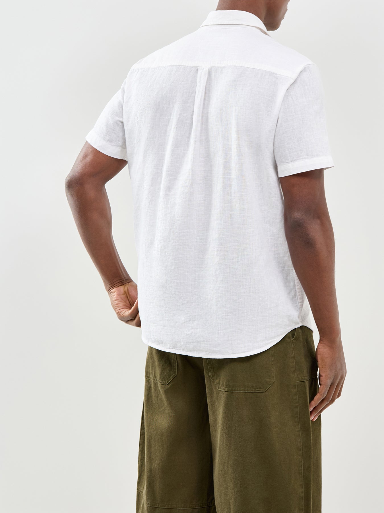 Summer Linen Blend Short Sleeve Shirt White