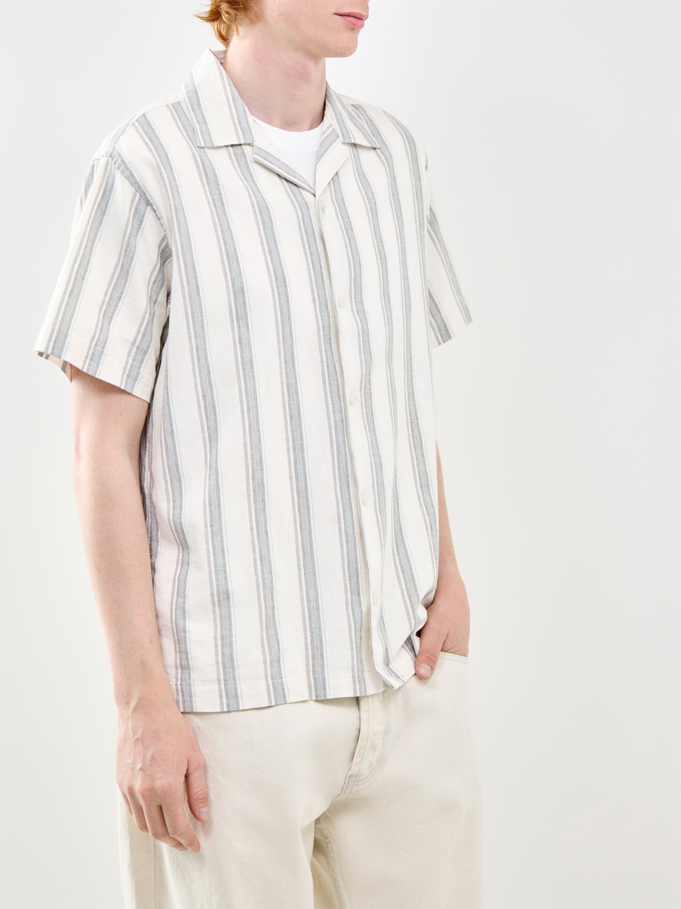Breeze Stripe Short Sleeve Shirt Cream