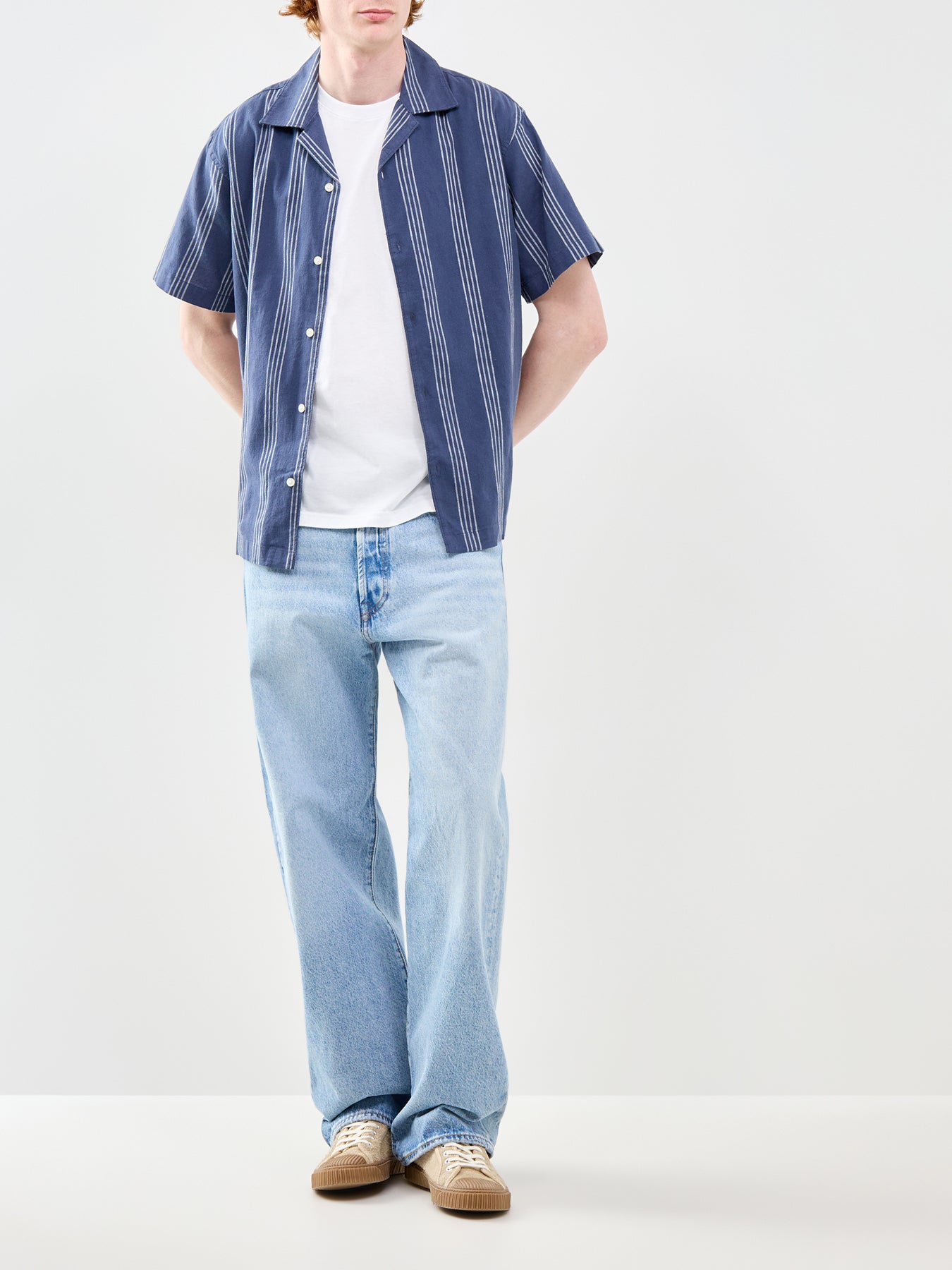 Breeze Stripe Short Sleeve Shirt Navy