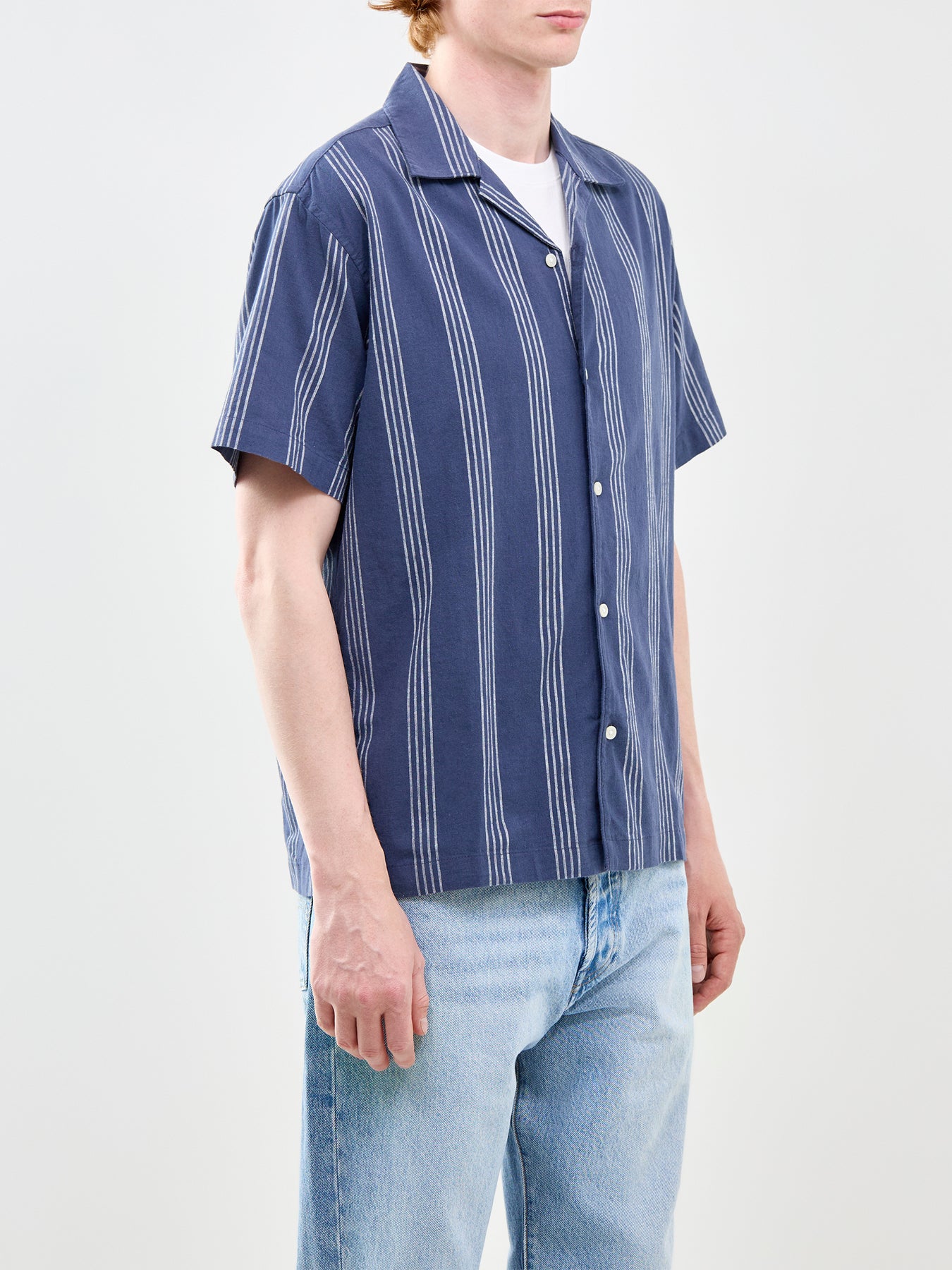 Breeze Stripe Short Sleeve Shirt Navy
