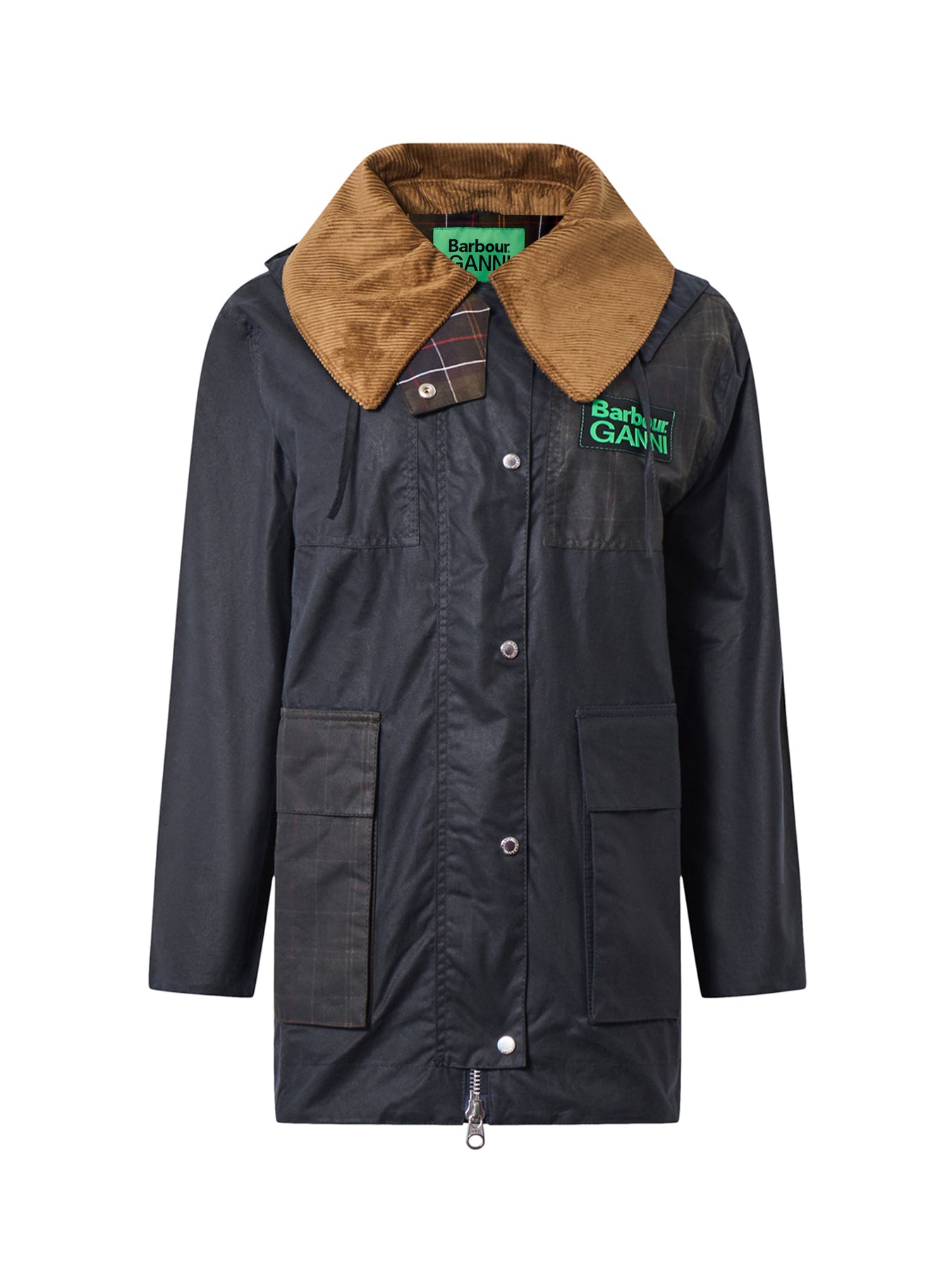 Barbour x Ganni Hooded Duffle Wax Jacket