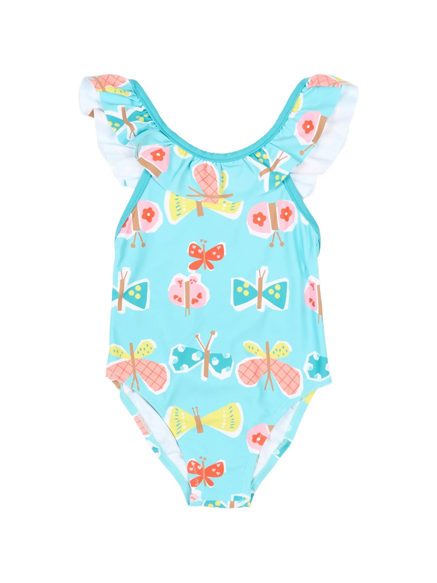 Ruffled Butterfly Print Swimsuit