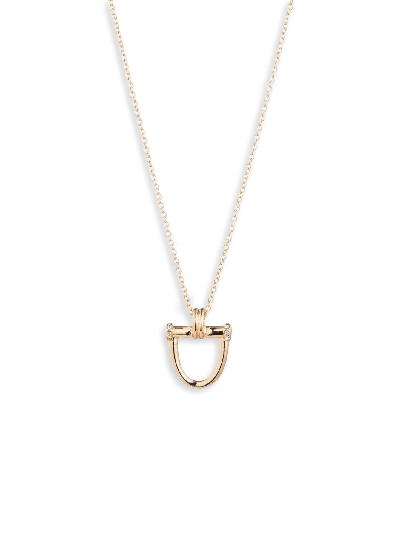 16 Inch Horsebit Pendant Necklace Gold