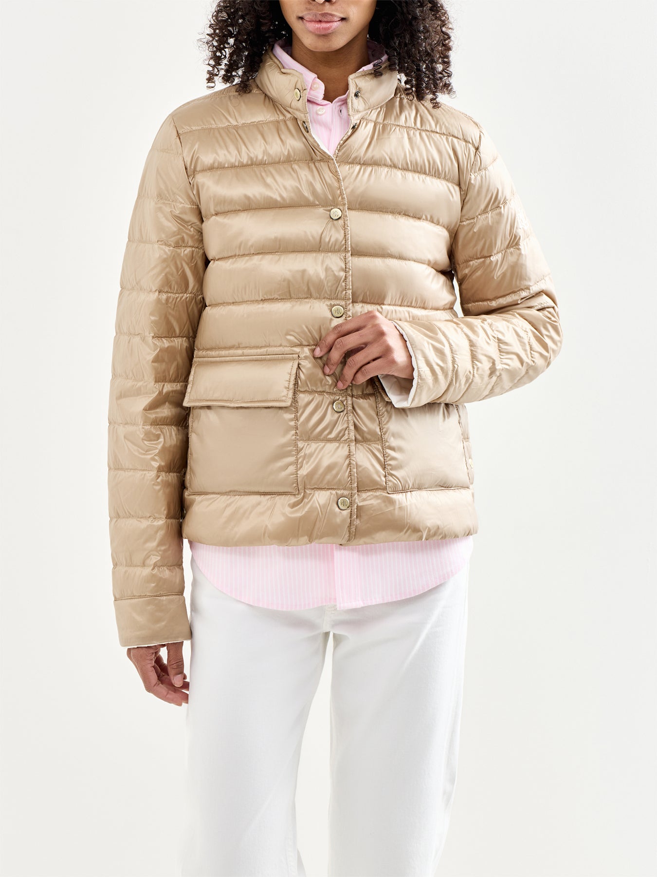 23 Inch Insulated Coat Beige