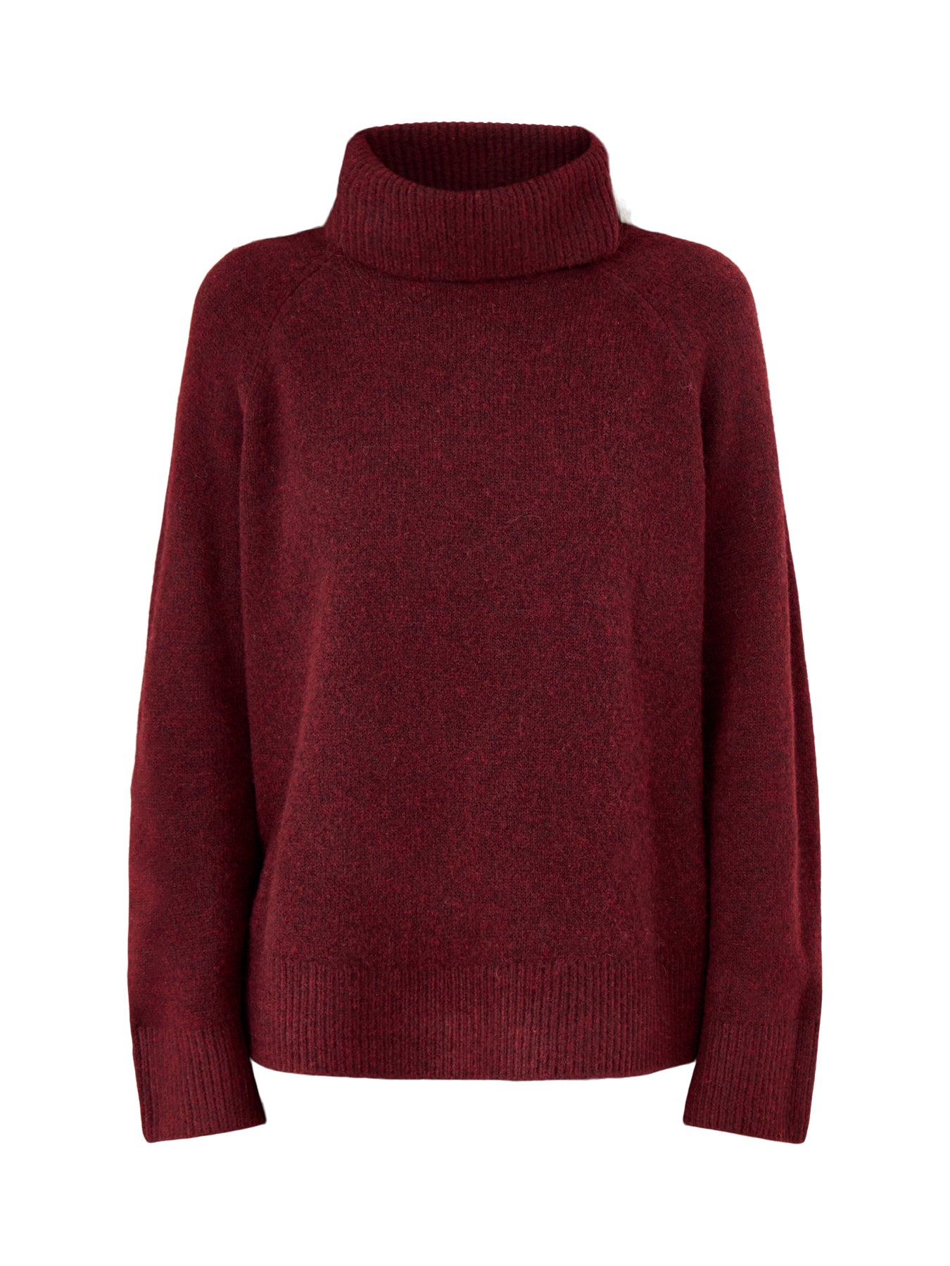 Roll Neck Jumper Relaxed Fit Burgundy
