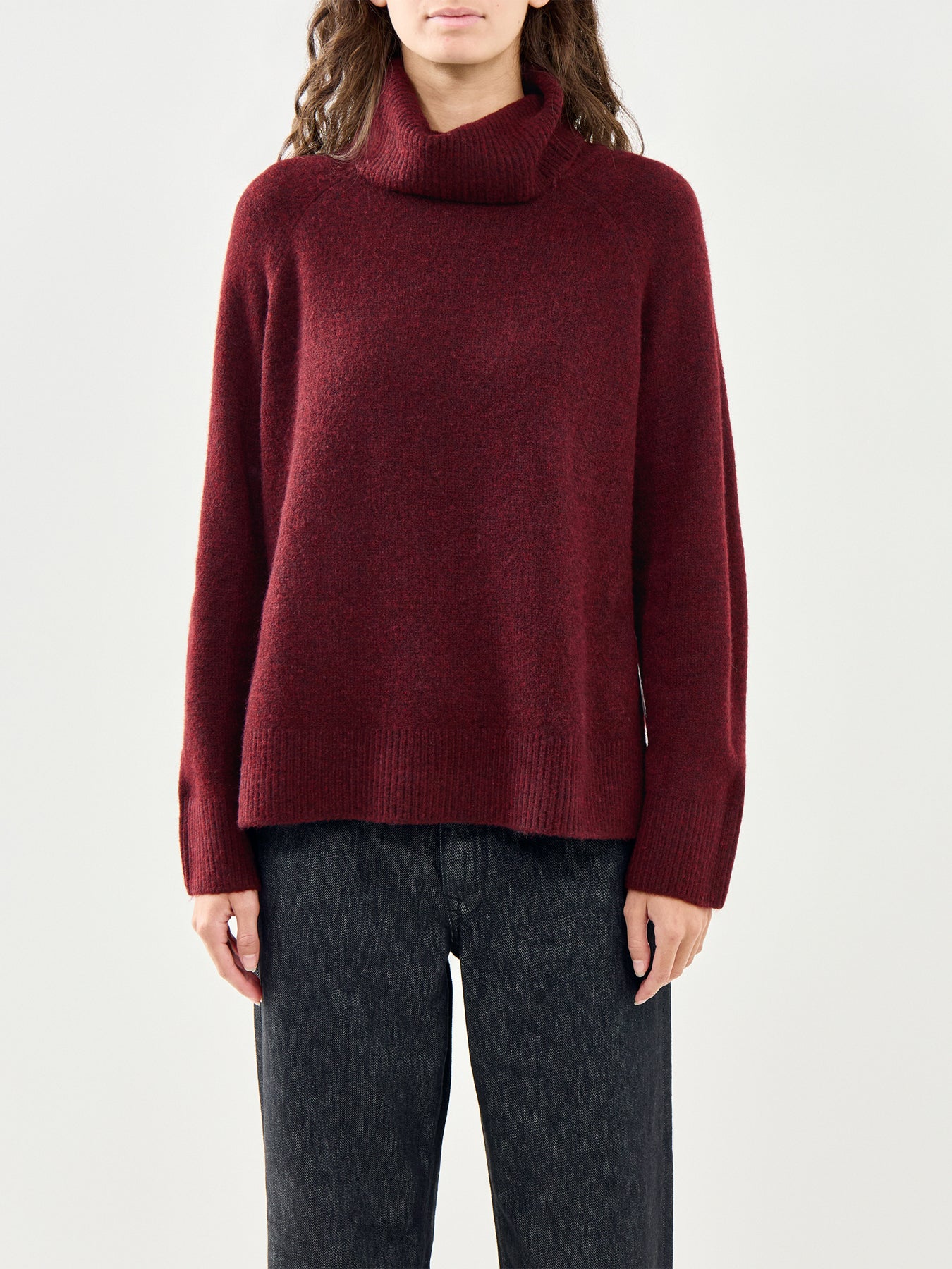 Roll Neck Jumper Relaxed Fit Burgundy