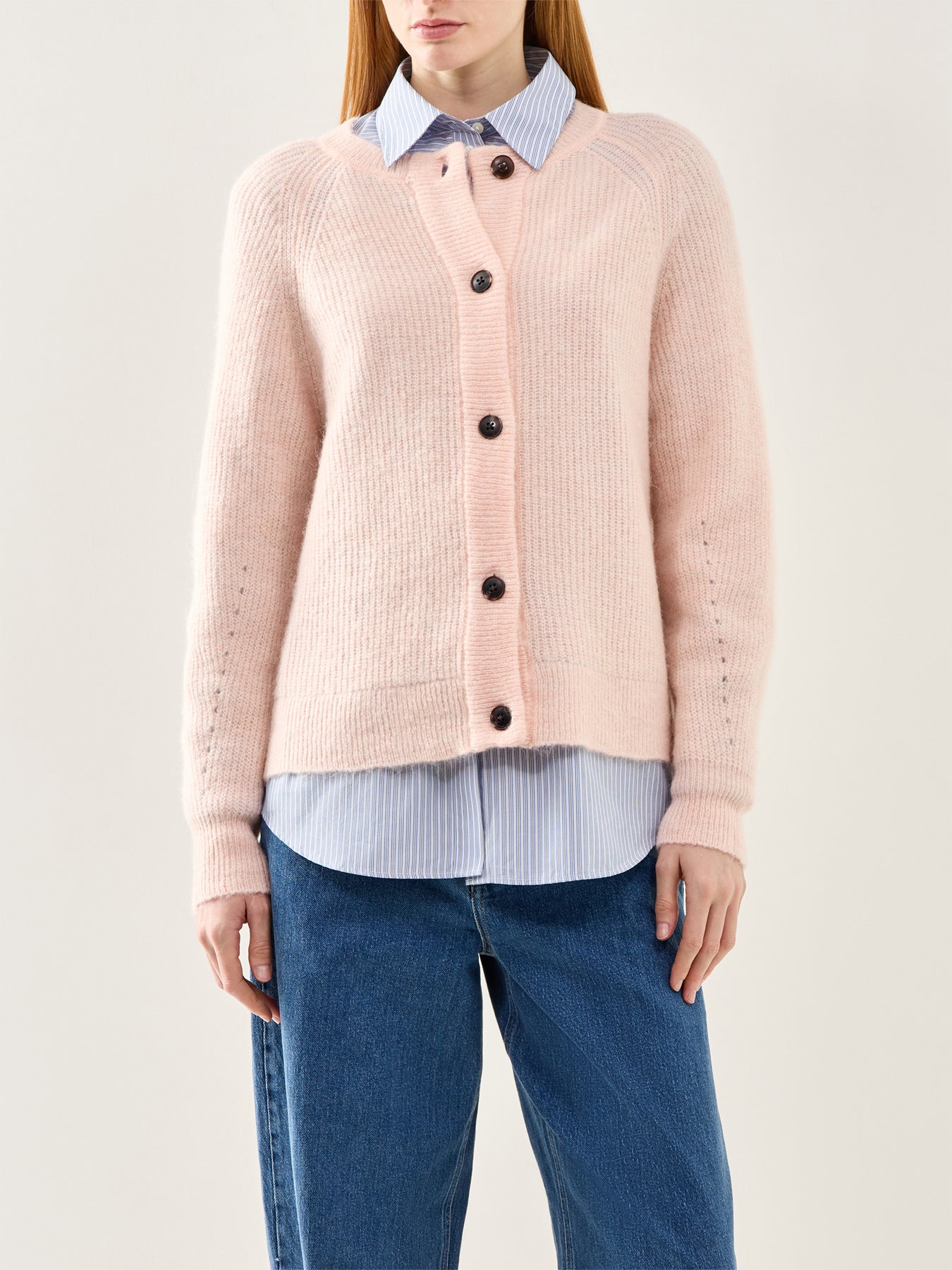 Lulu Long Sleeve Knit Short Cardigan Pink