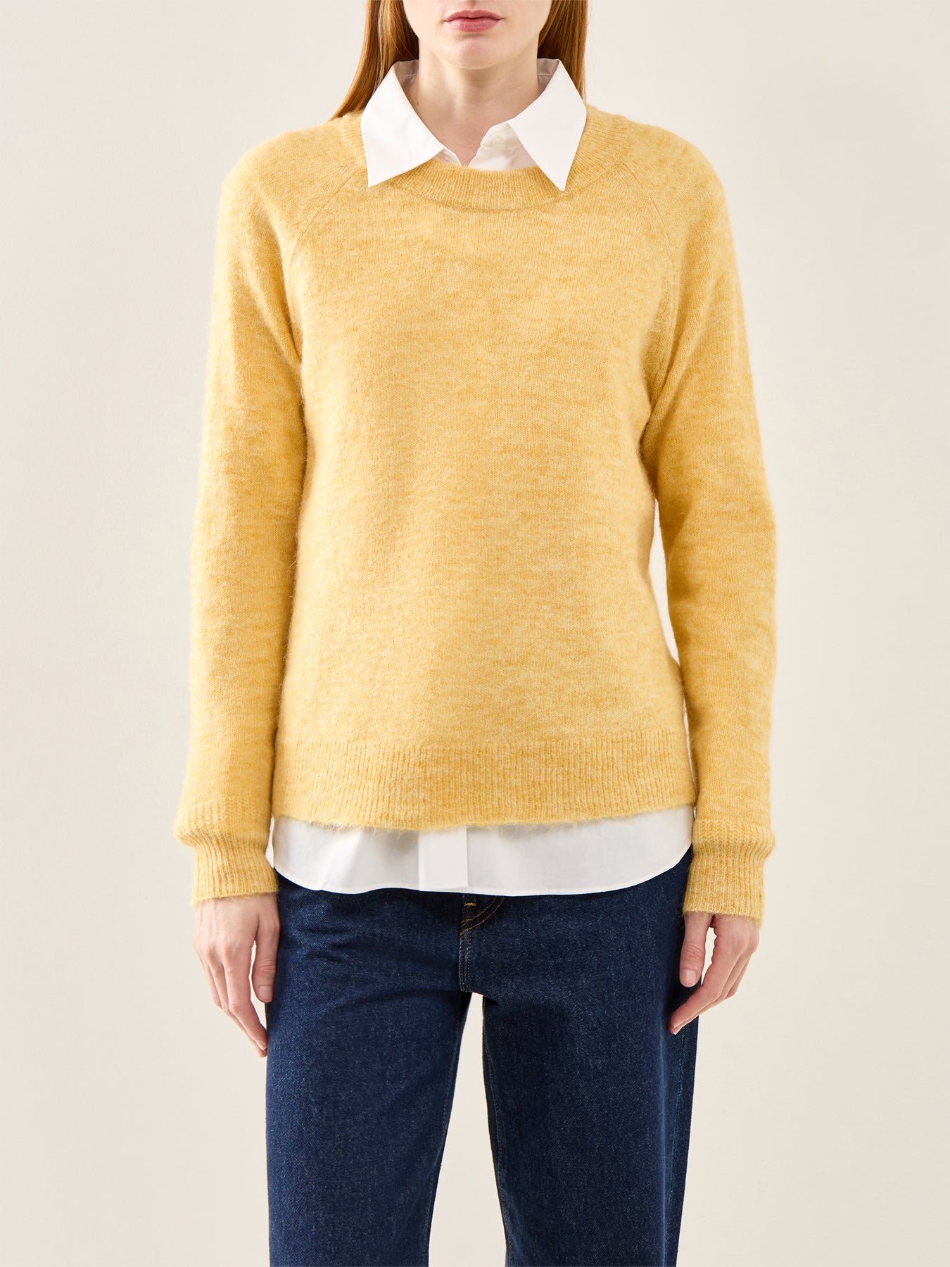 Lulu Long Sleeve Knit O-Neck Yellow