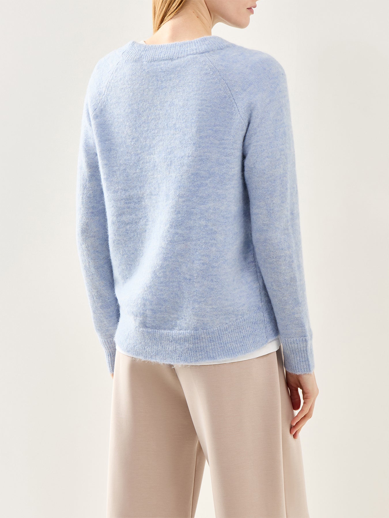 Lulu Long Sleeve Knit O-Neck Blue